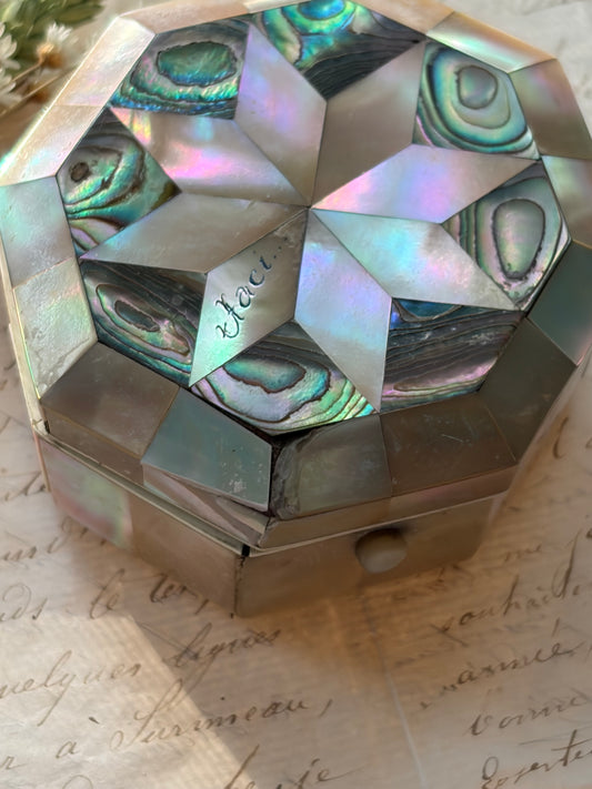 Antique Mother of Pearl & Abalone Shell Box
