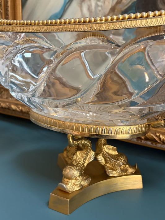 Large French Cristal Frères Swan Centerpiece Bowl