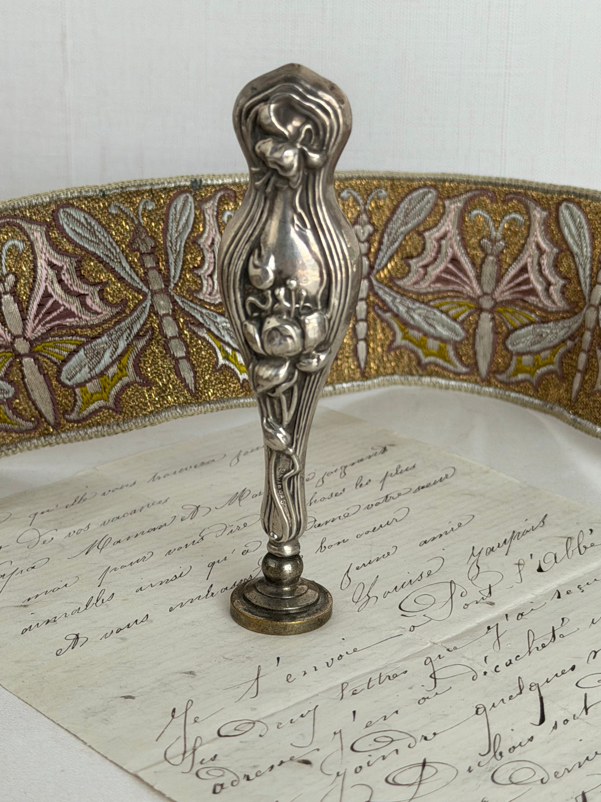 Antique Sterling Silver Art Nouveau Wax Seal