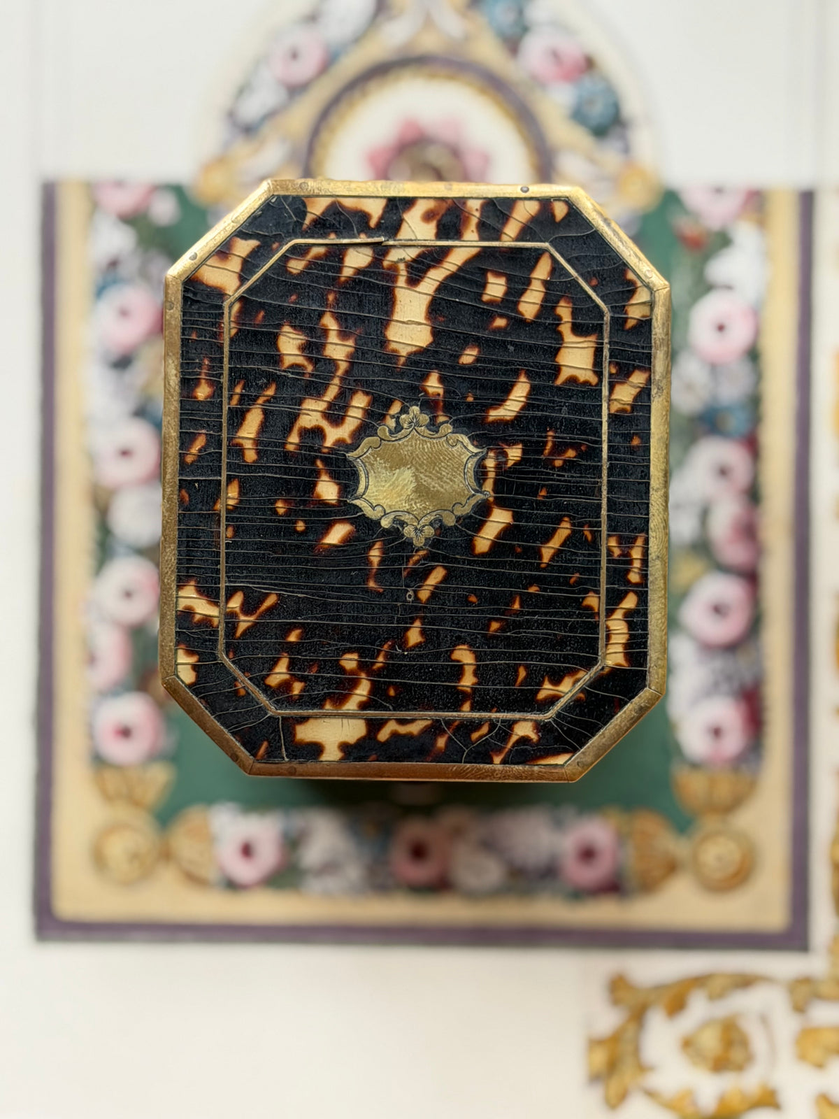 Antique French Tahan Paris Pocket Watch Box with Tortoiseshell Veneer