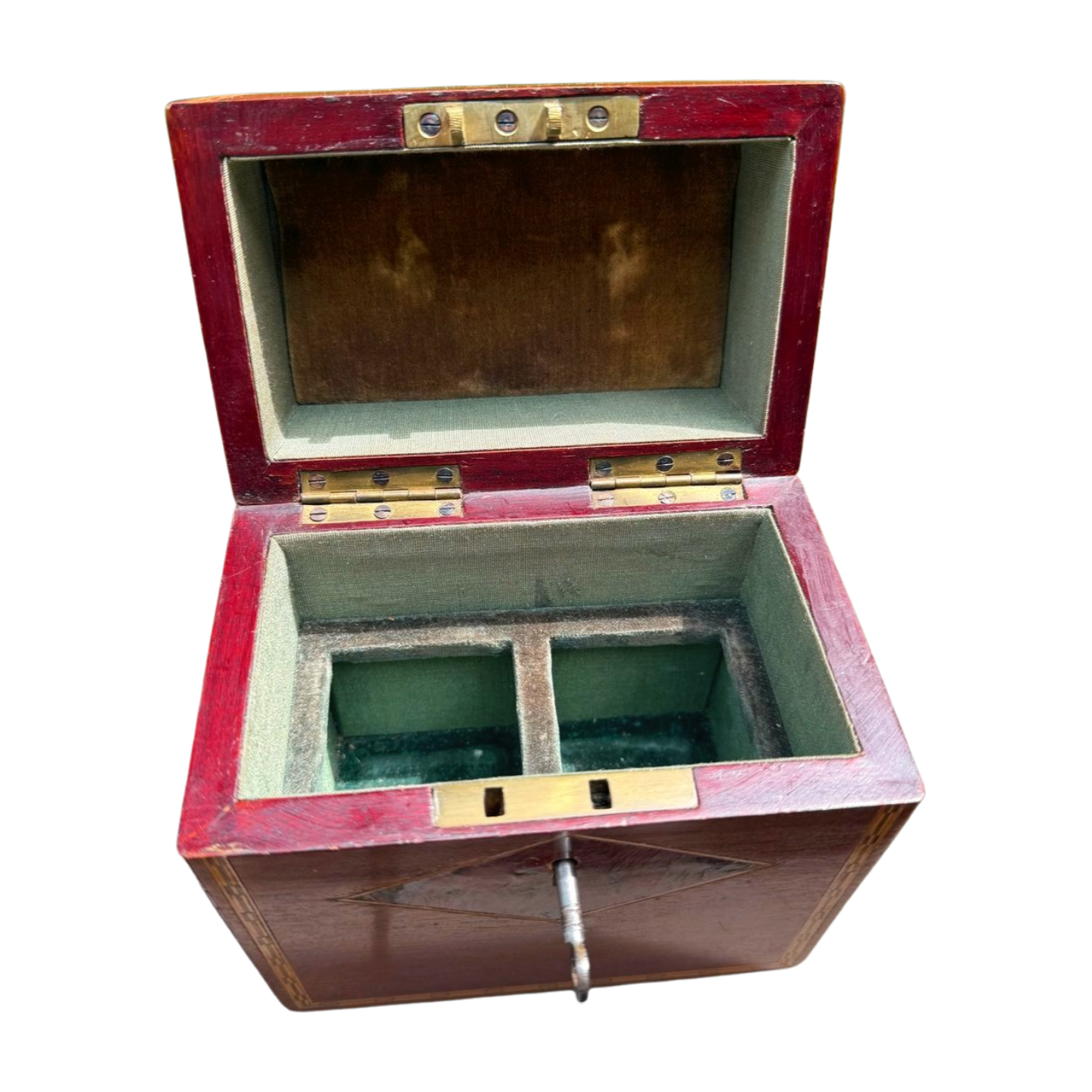 Antique Georgian Mahogany Perfume Casket with Faceted Crystal Bottles