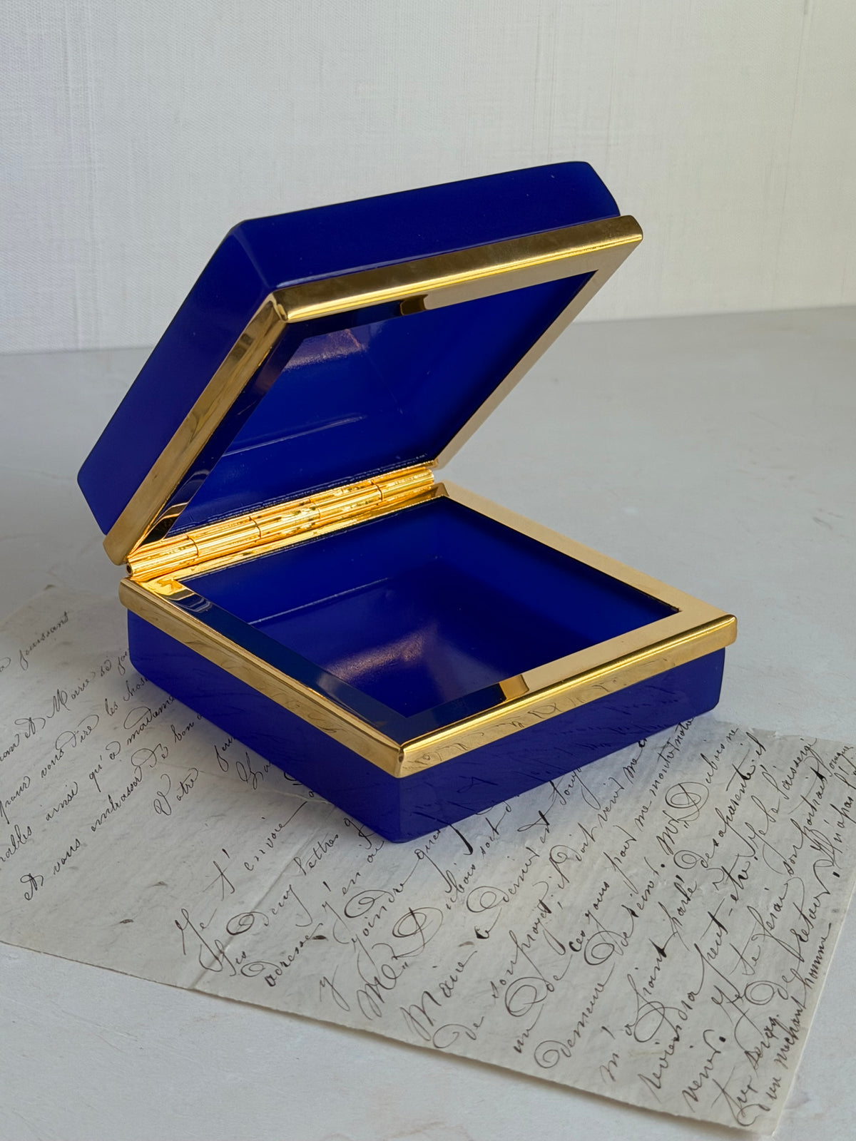 Vintage Cobalt Opaline Box