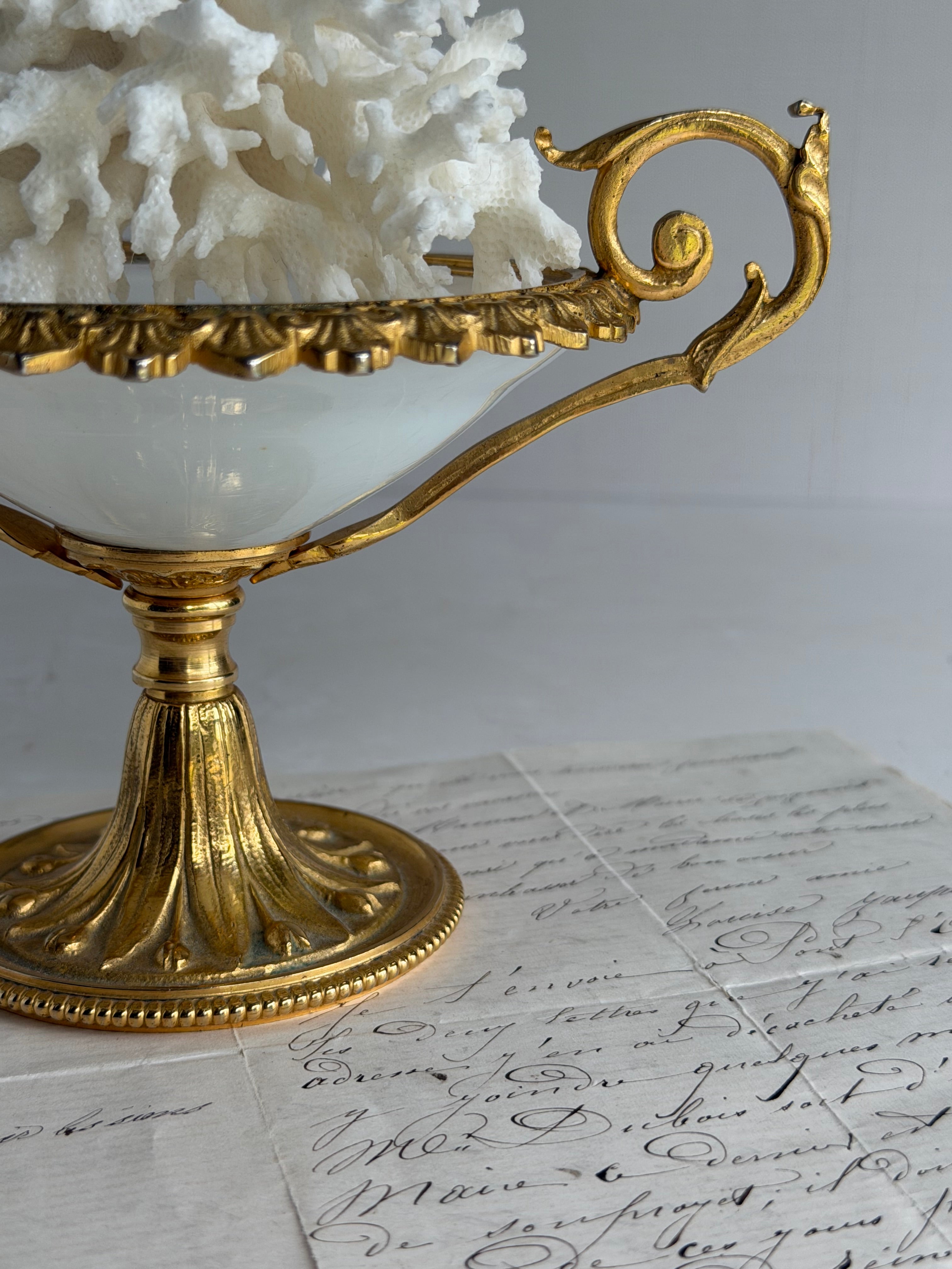Antique Opaline & Gilt Bronze Tazza