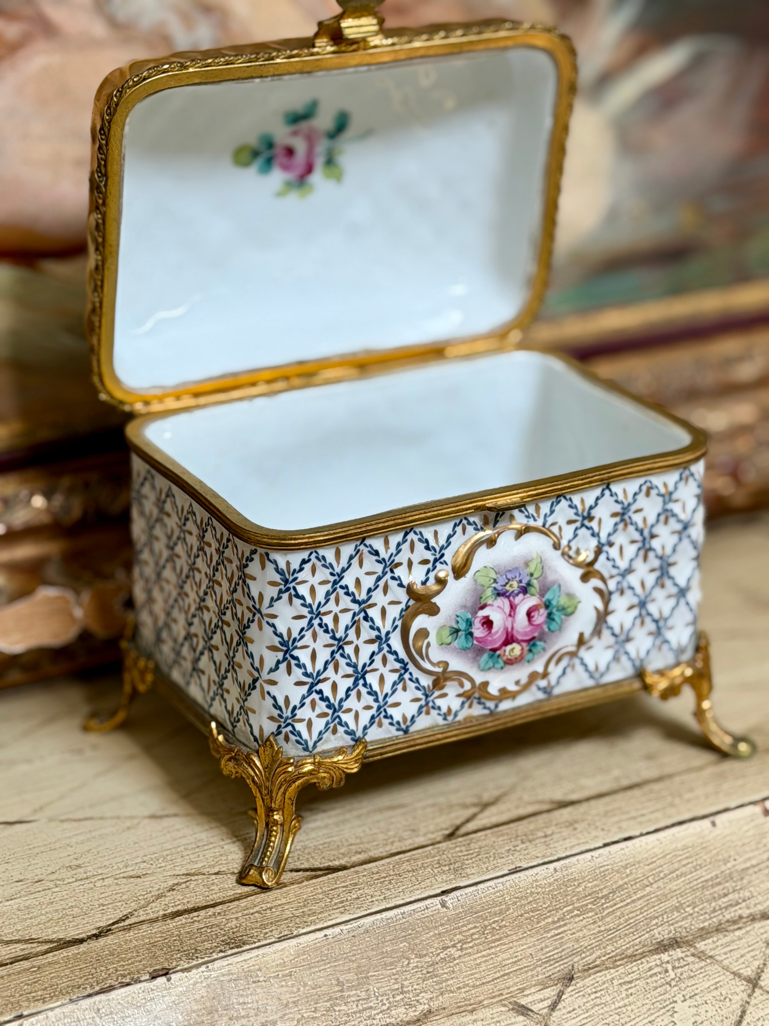 19th Century French Porcelain & Bronze Casket