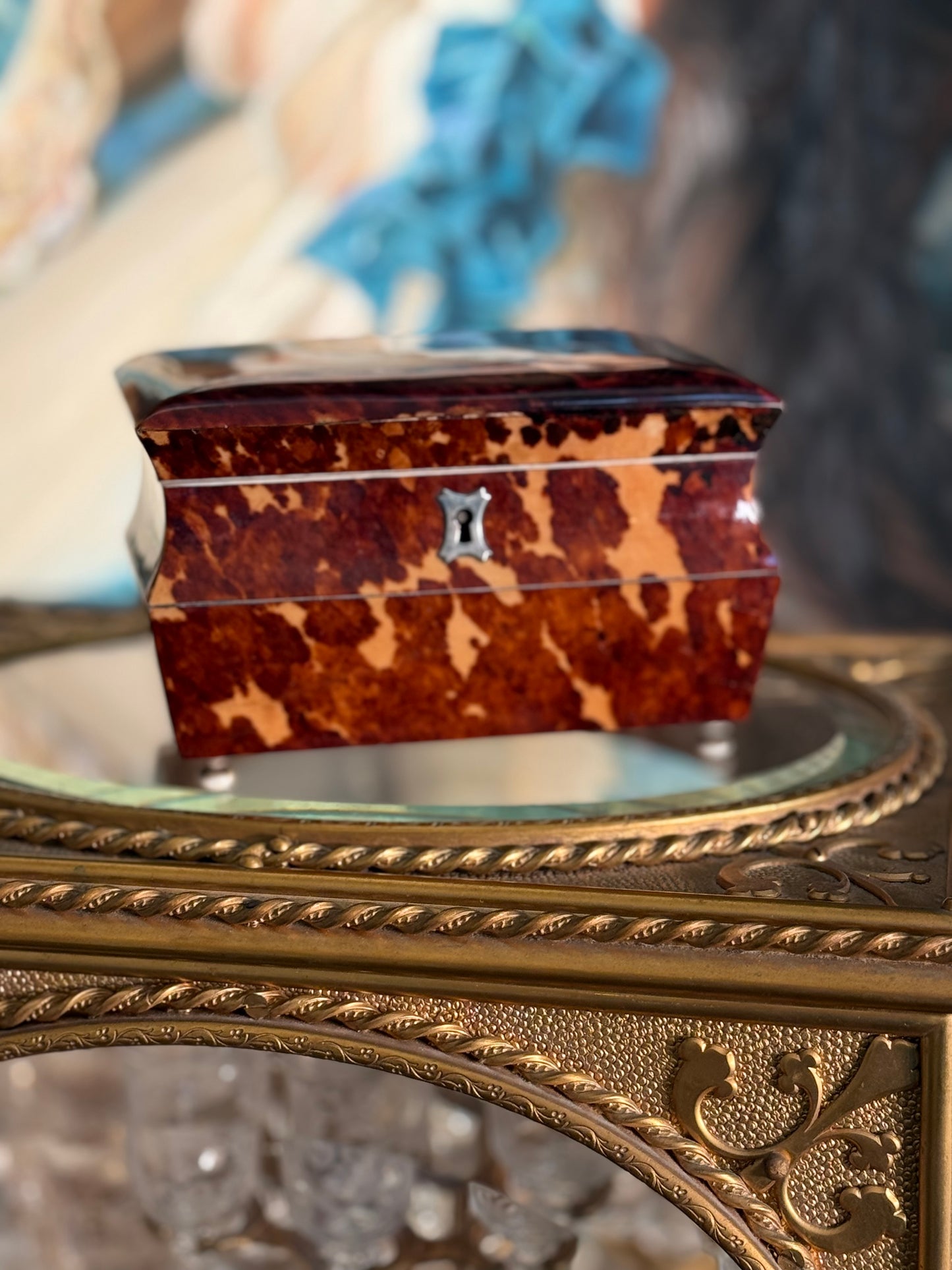 Antique Tortoise Tea Caddy
