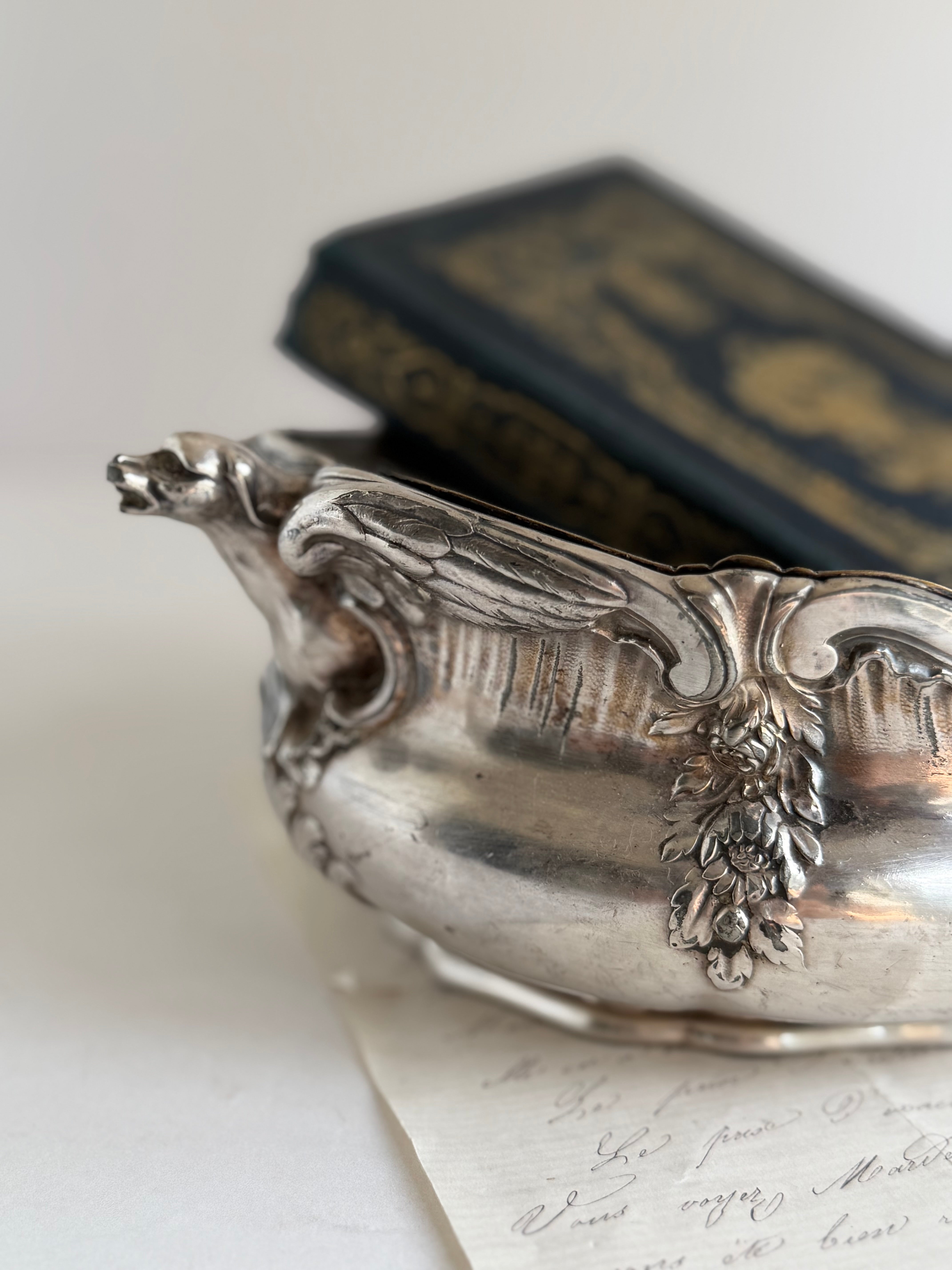 Antique French Jardiniere with Winged Hounds