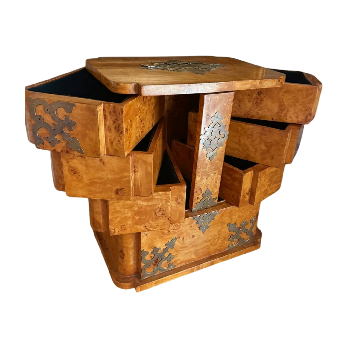 Art Deco Burl Wood Jewerly Box