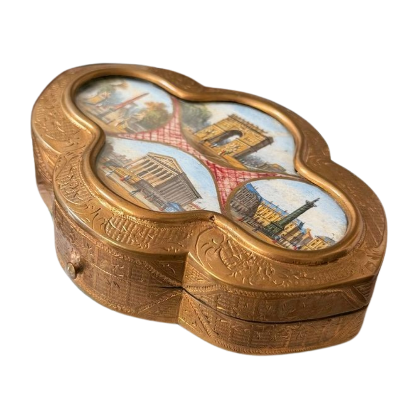 Antique Grand Tour Souvenir Box with Hand-Painted Plaques