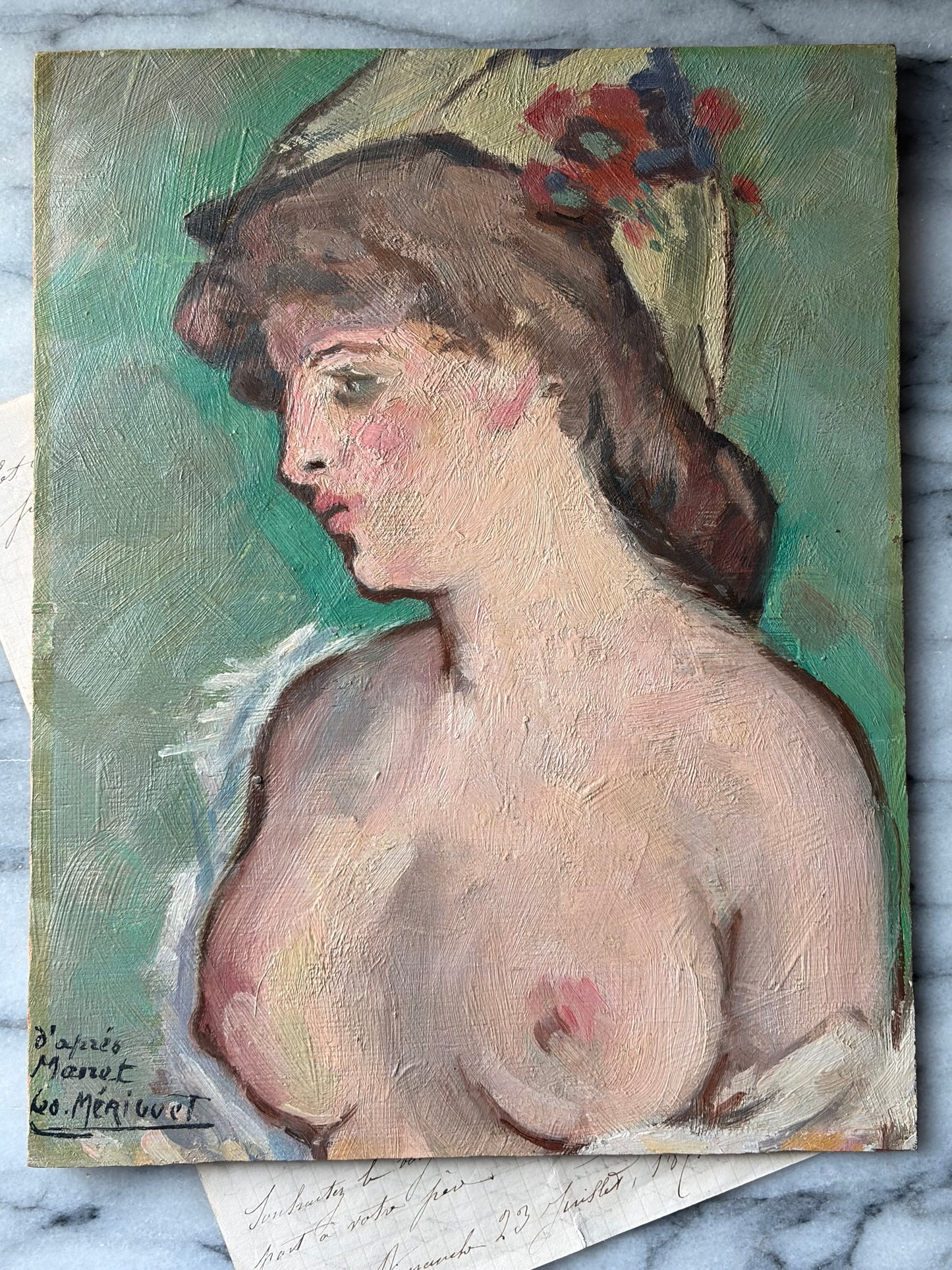 Vintage French Figural Study, Signed