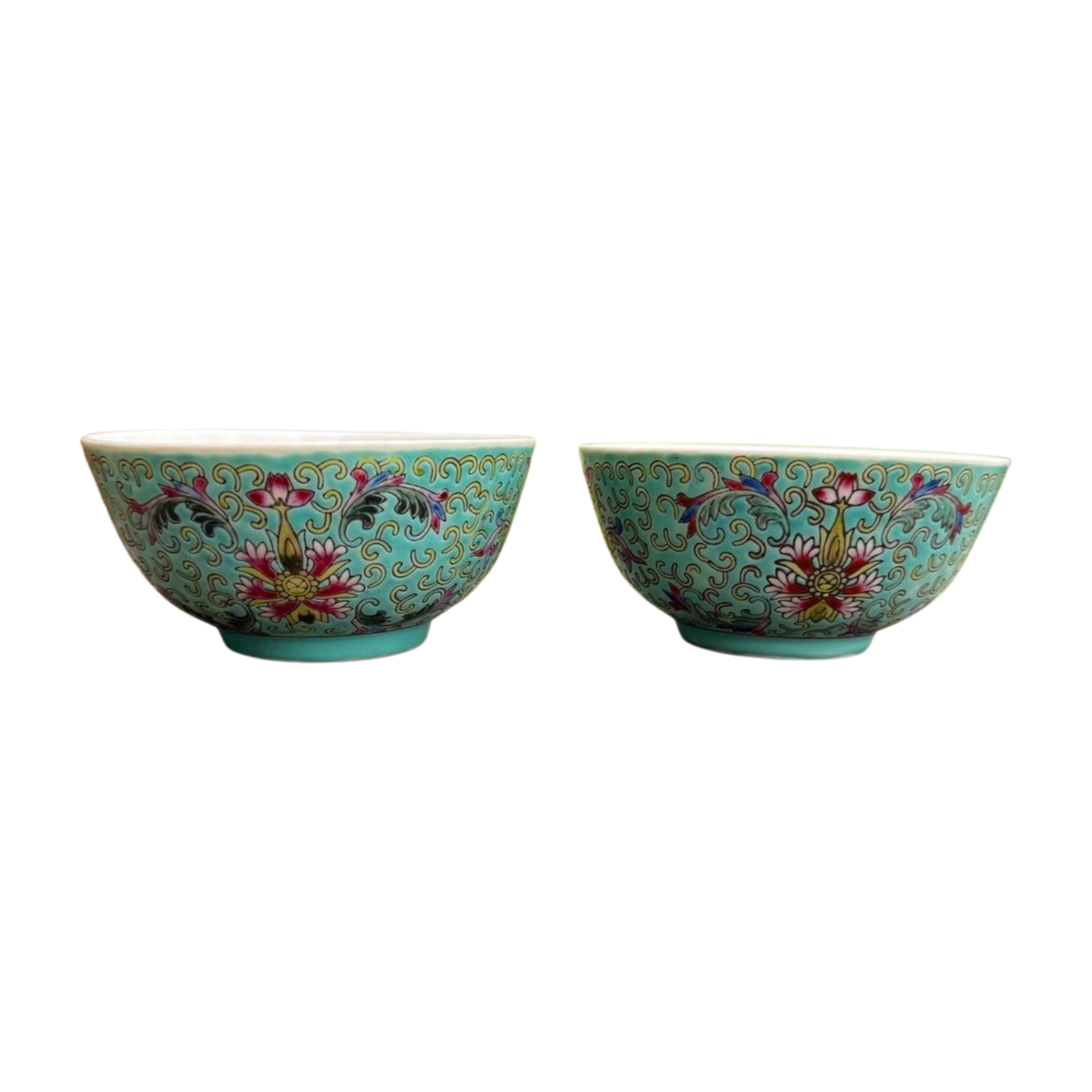 Pair of Vintage Famille Rose Bowls