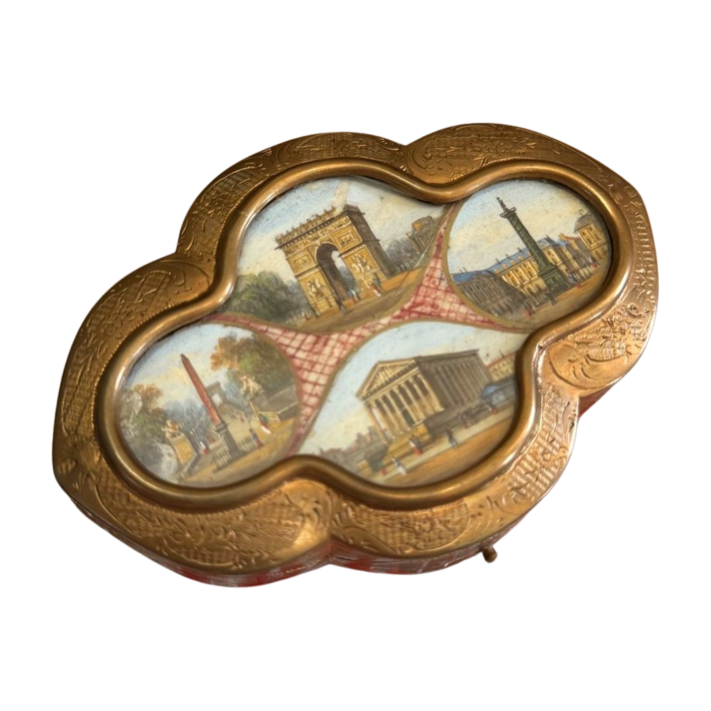 Antique Grand Tour Souvenir Box with Hand-Painted Plaques