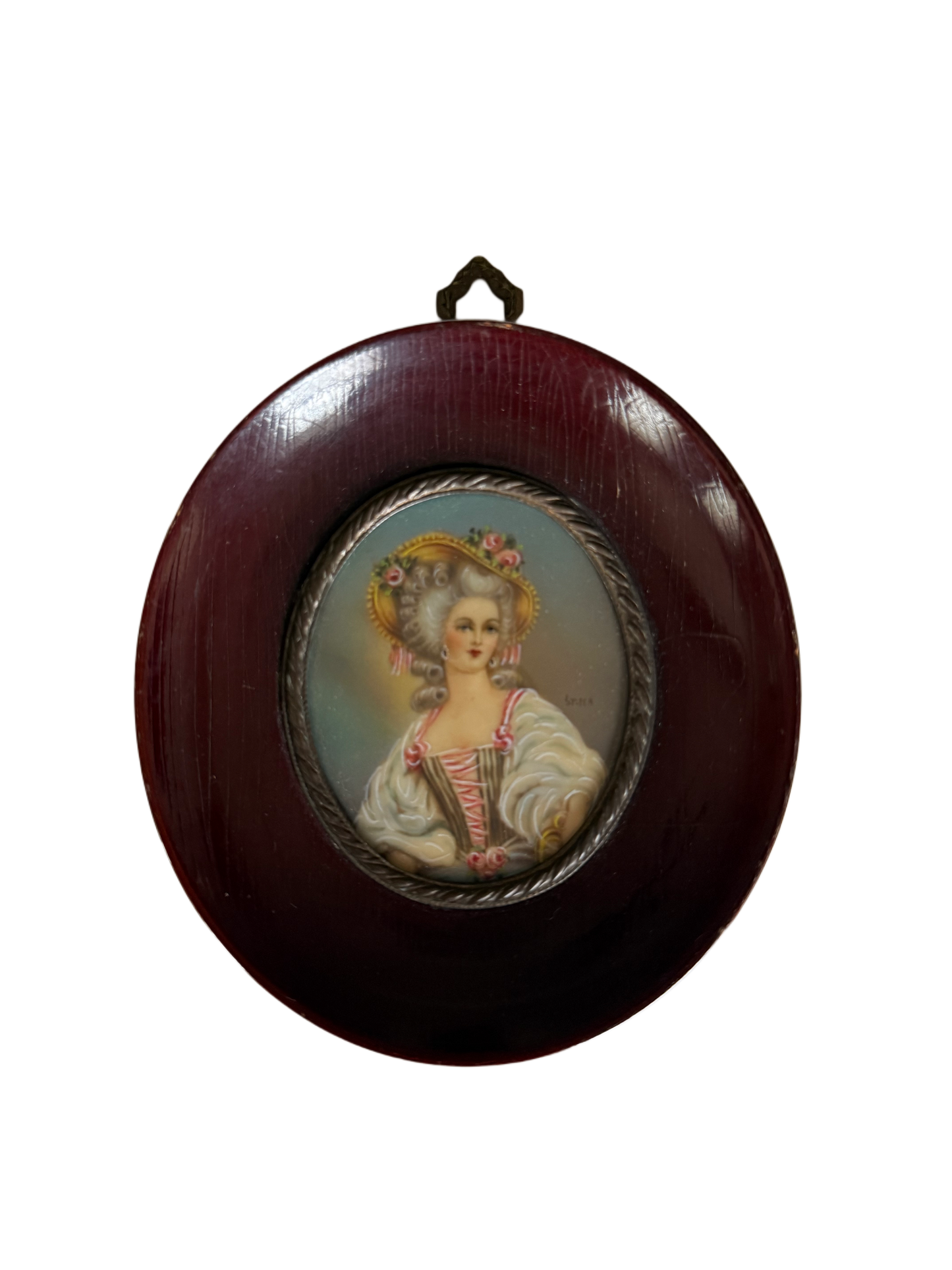 Antique Miniature Hand-Painted Portrait