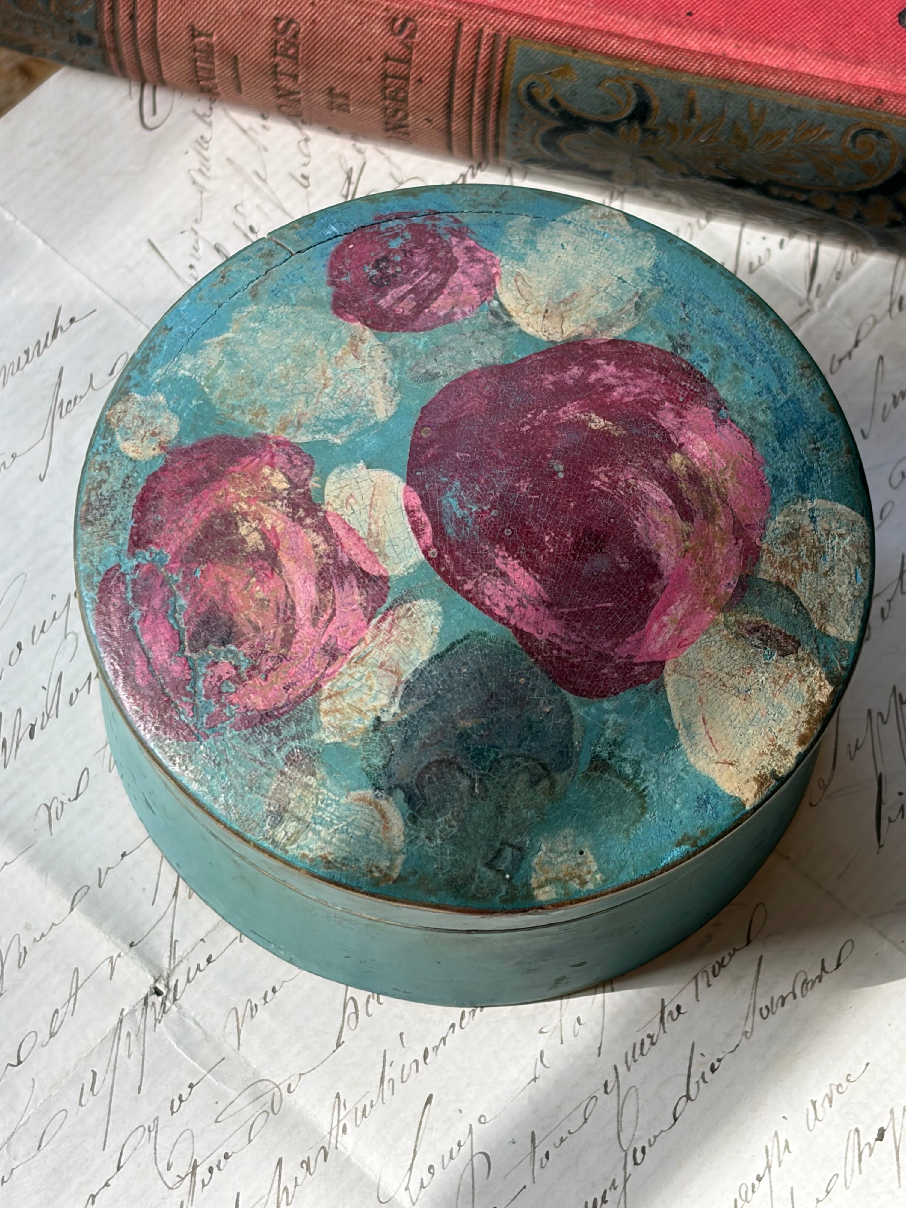 French Hand-Painted Wood Box, Paris Find