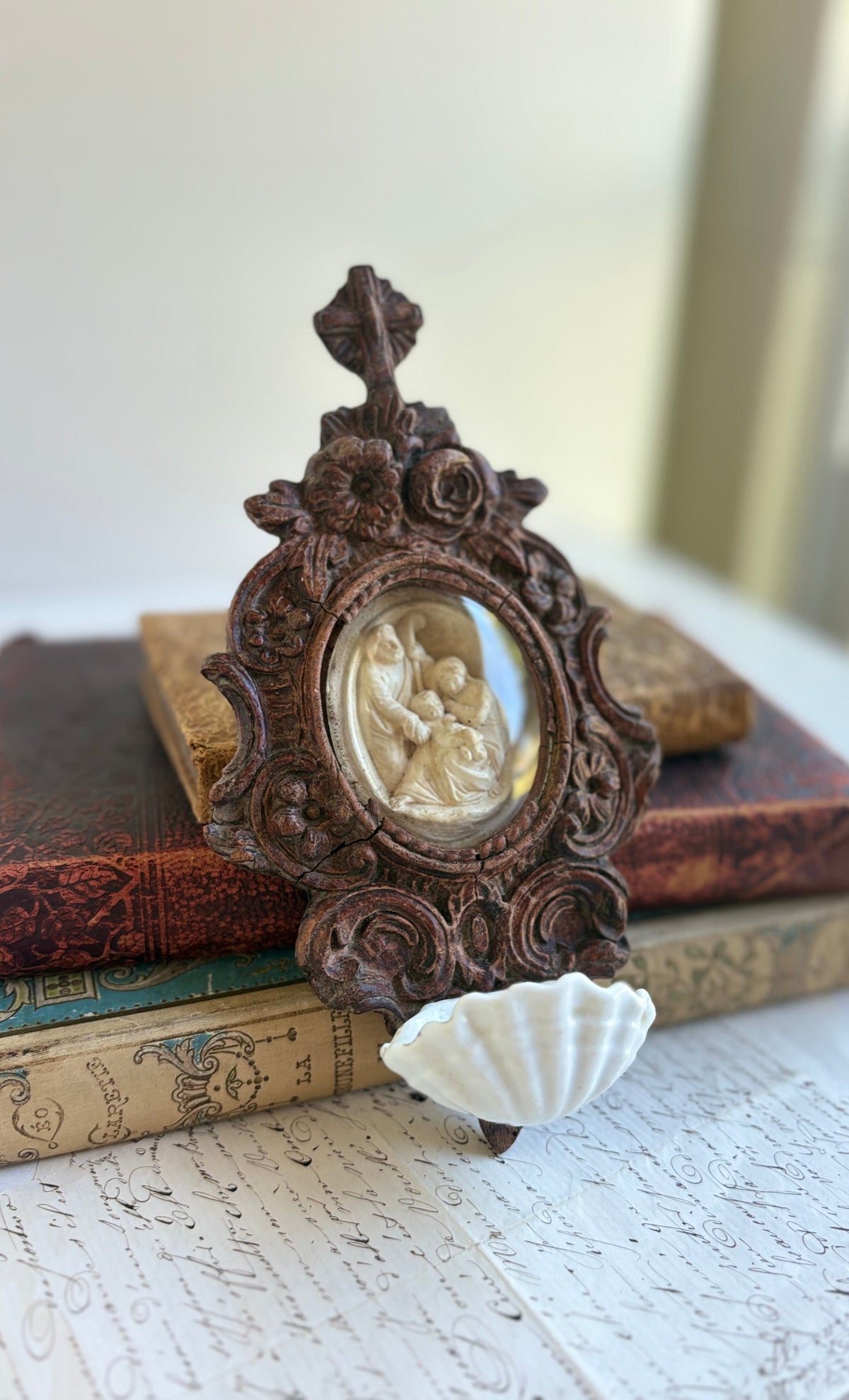 Antique French Religious Holy Water Font