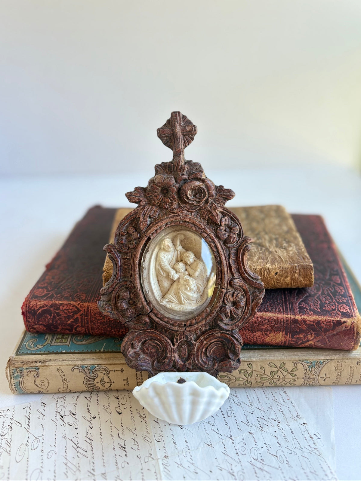 Antique French Religious Holy Water Font