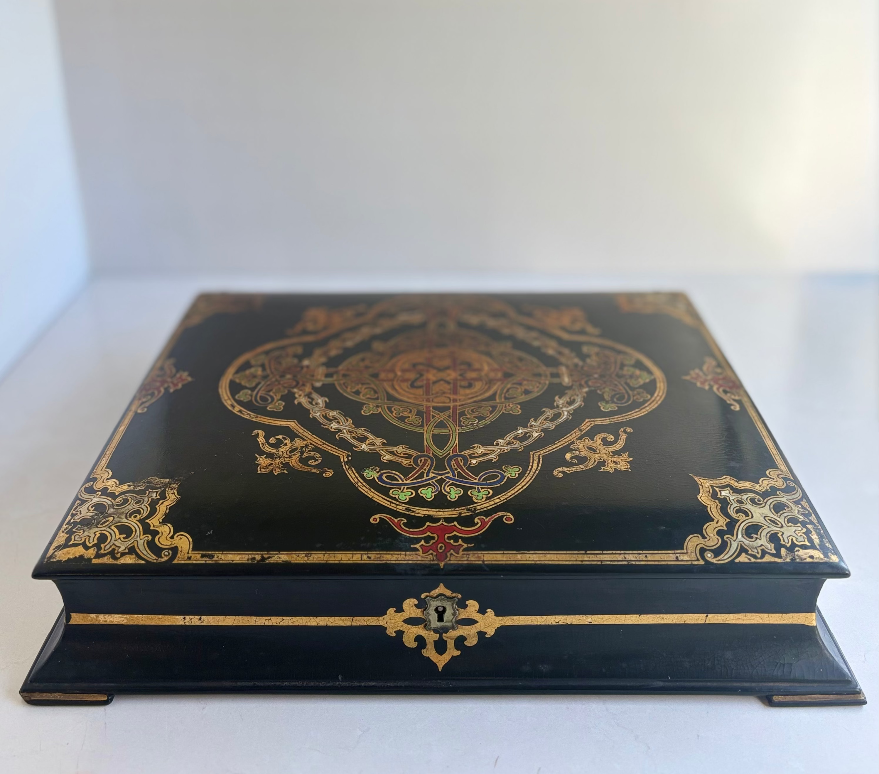 Antique Victorian Papier-Mâché Writing Box by Jennens & Bettridge