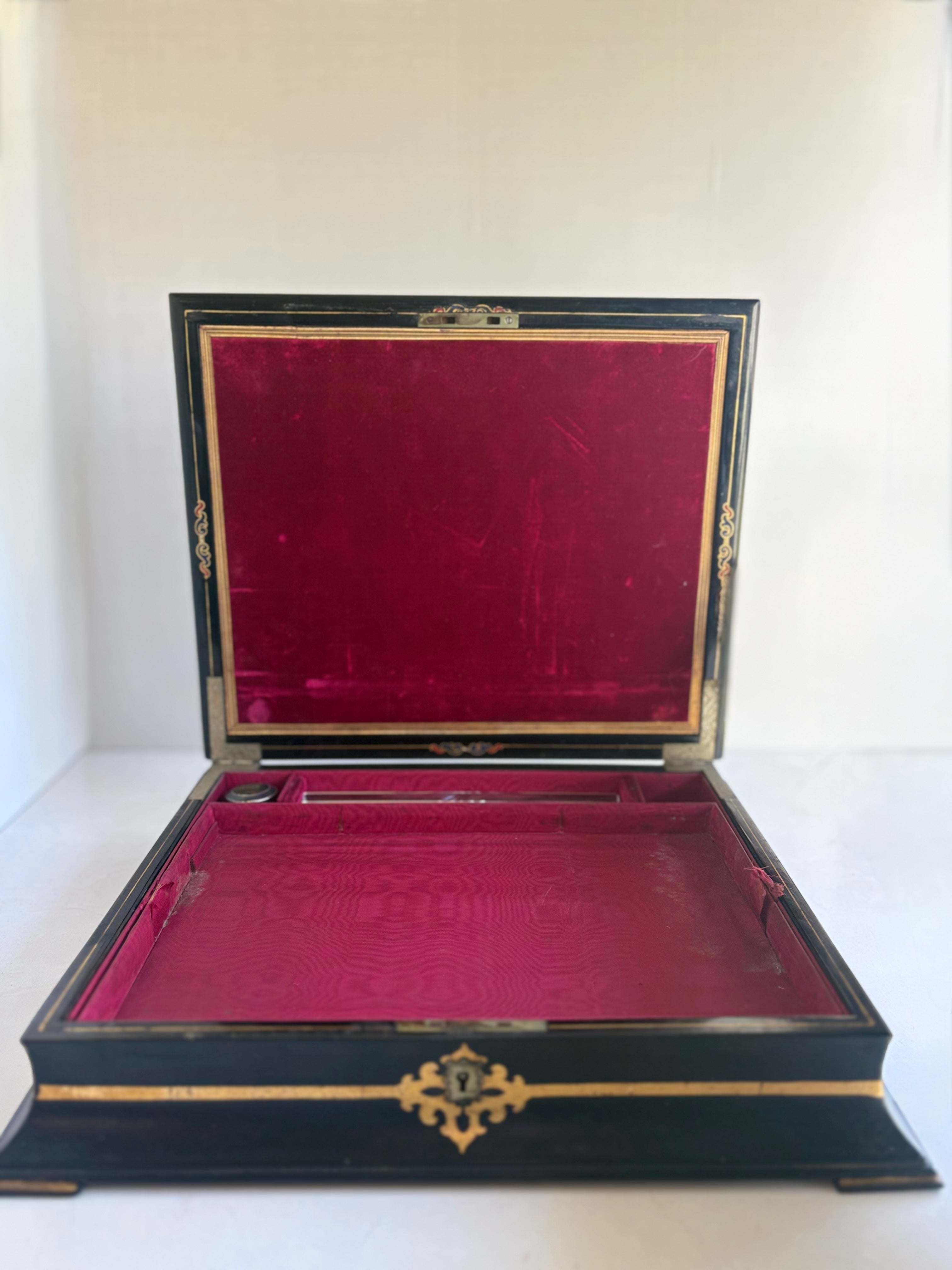Antique Victorian Papier-Mâché Writing Box by Jennens & Bettridge