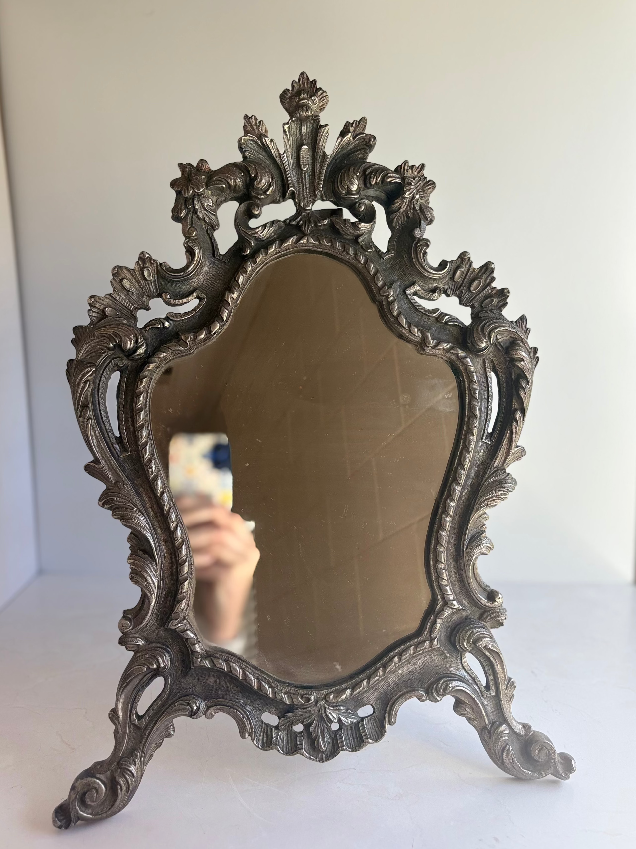 Antique French Silverplate Mirror