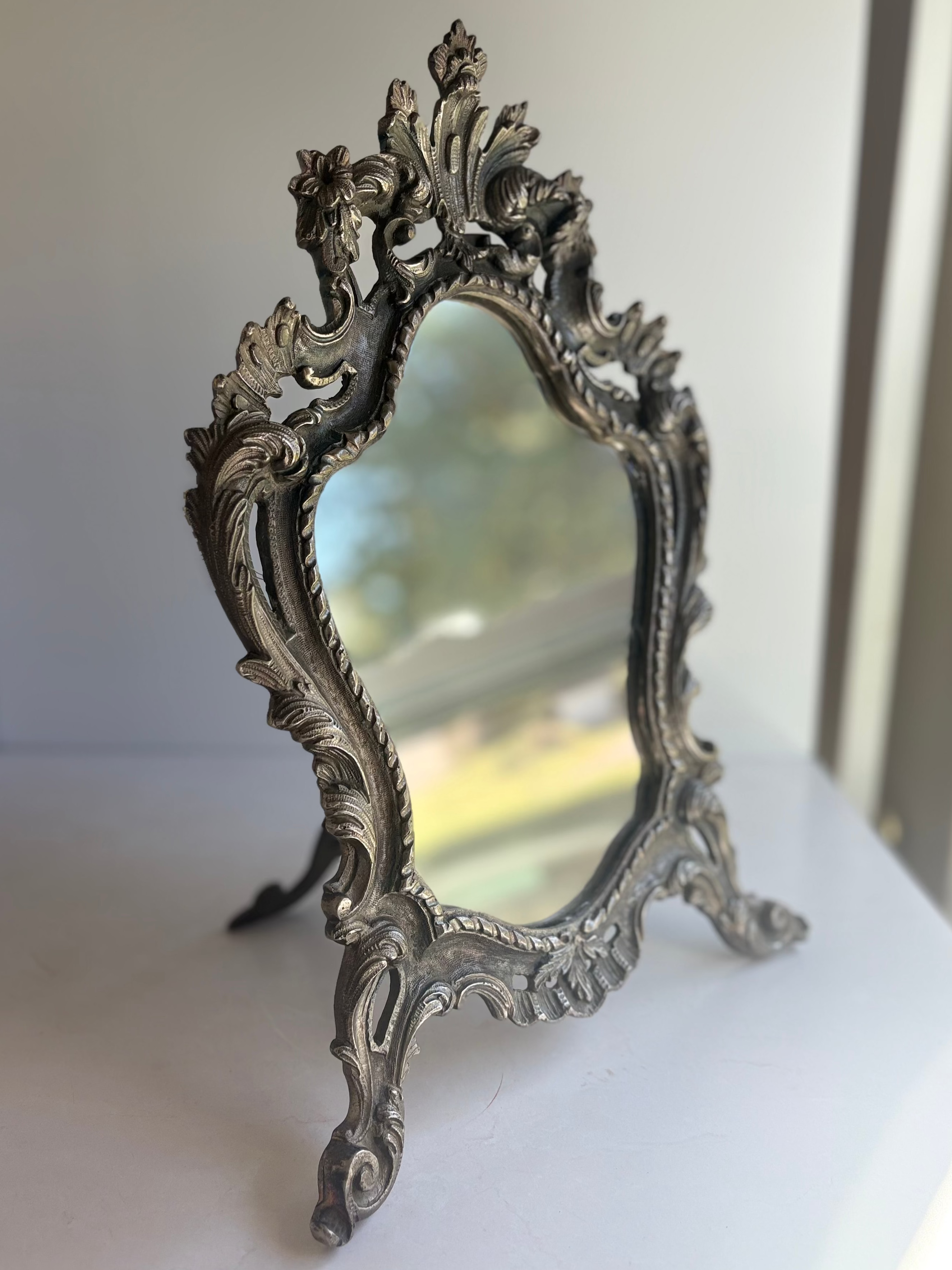 Antique French Silverplate Mirror