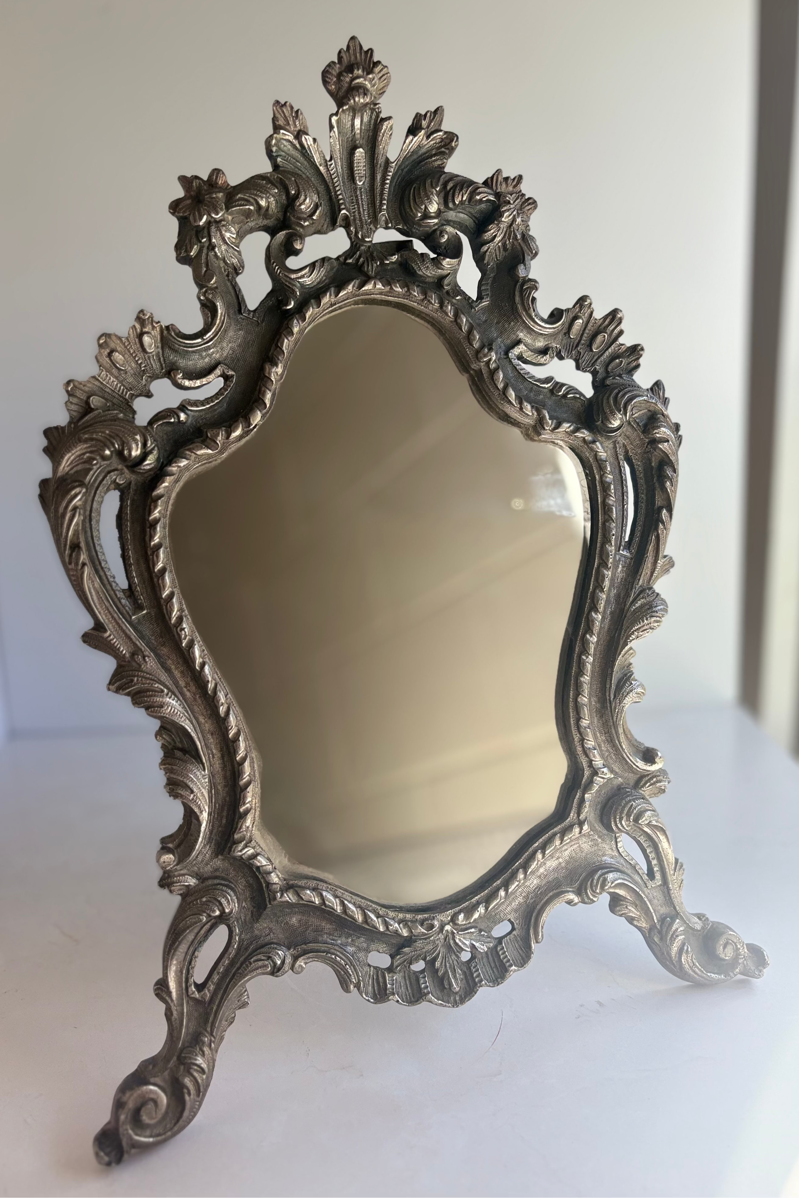 Antique French Silverplate Mirror