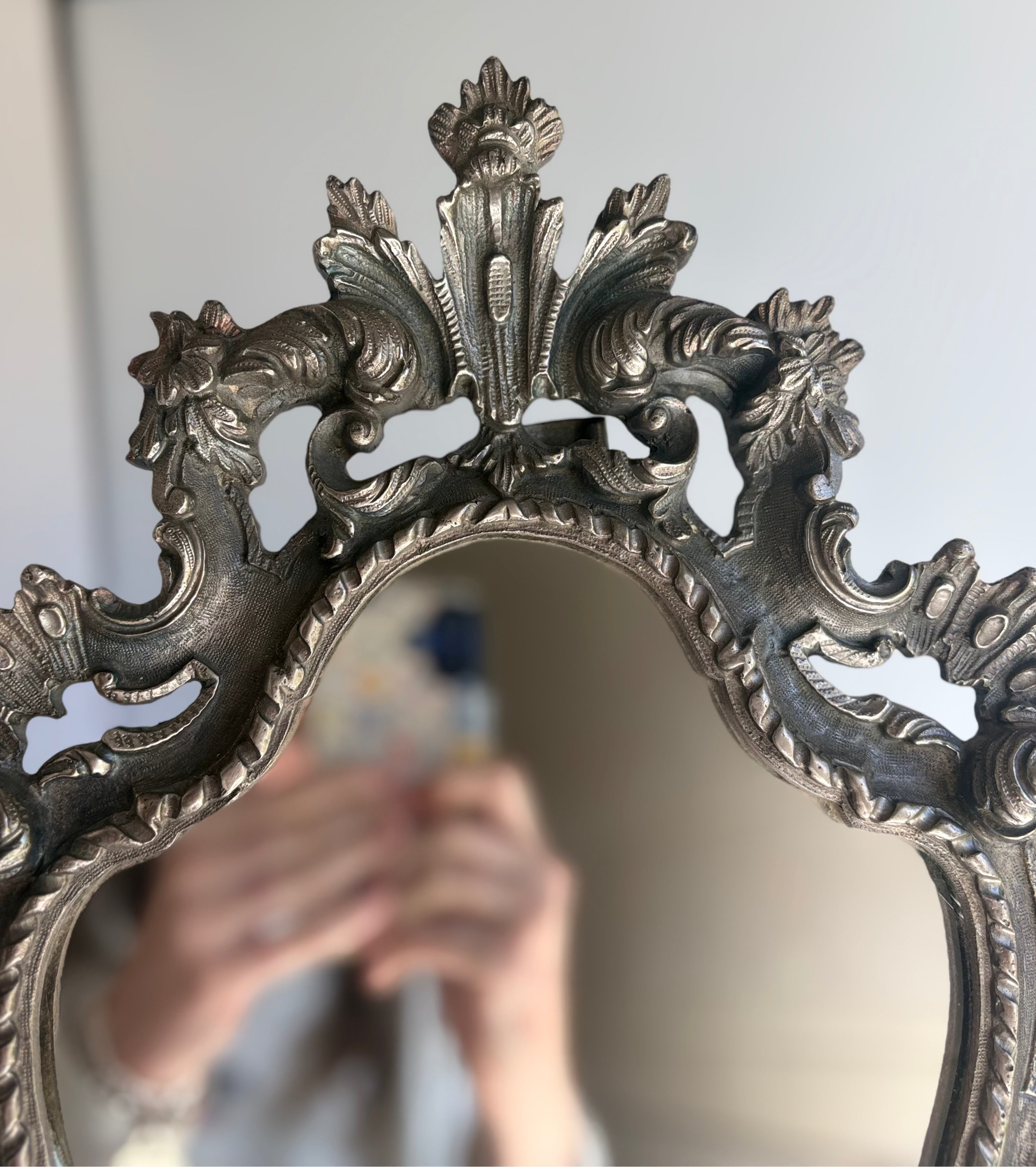 Antique French Silverplate Mirror