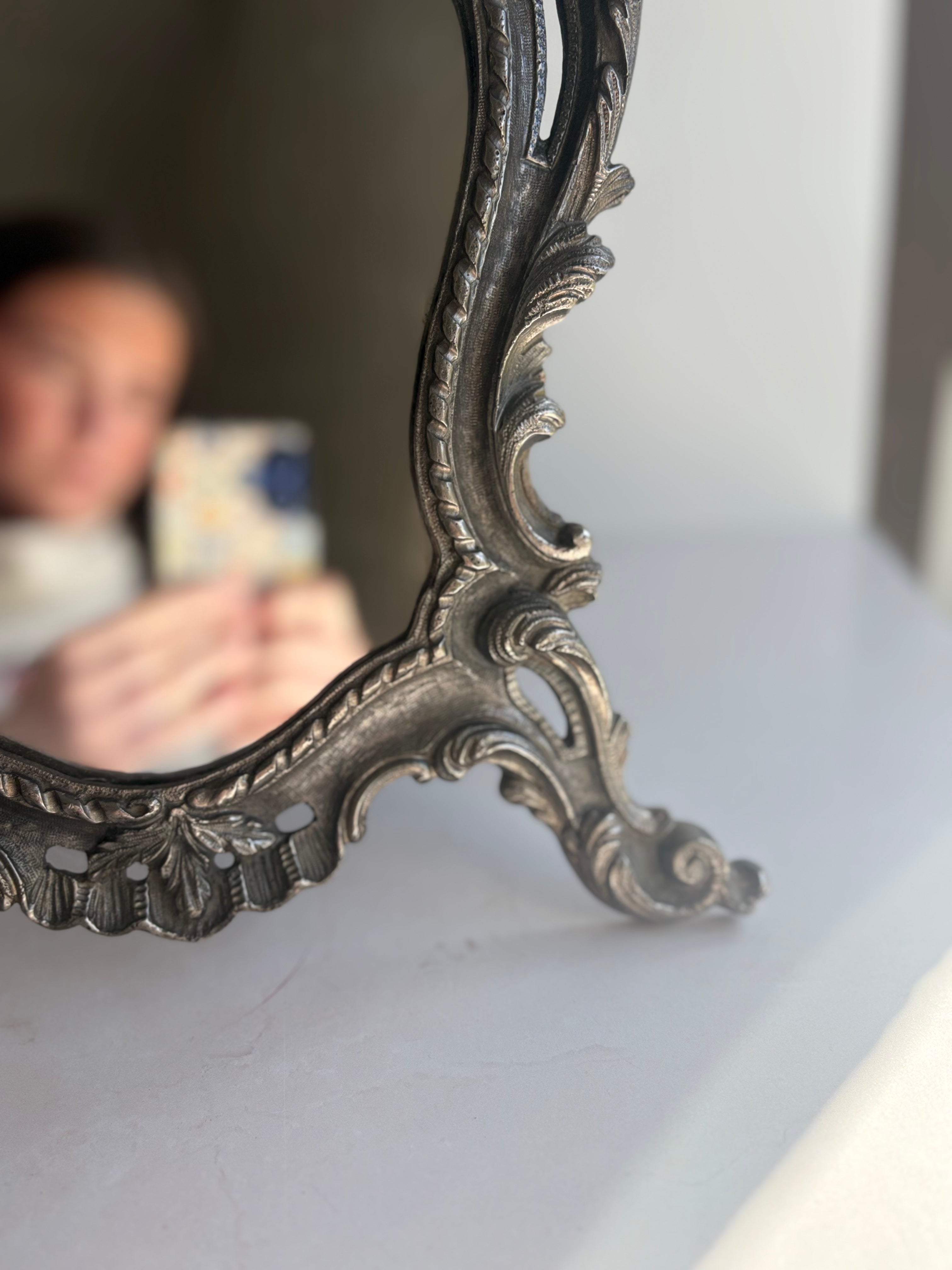 Antique French Silverplate Mirror
