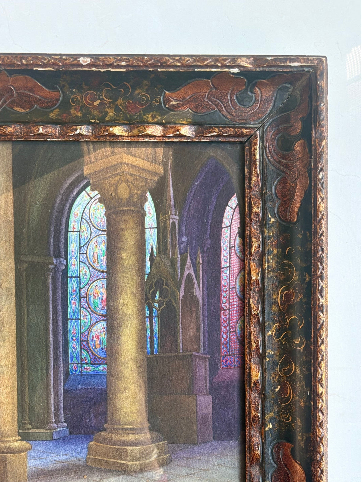 Signed French Watercolor Painting of a Church