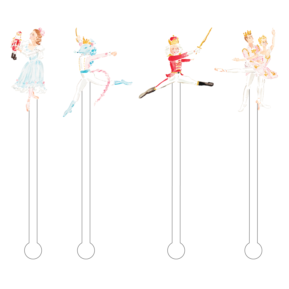 Classic Nutcracker Watercolor Acrylic Stir Sticks