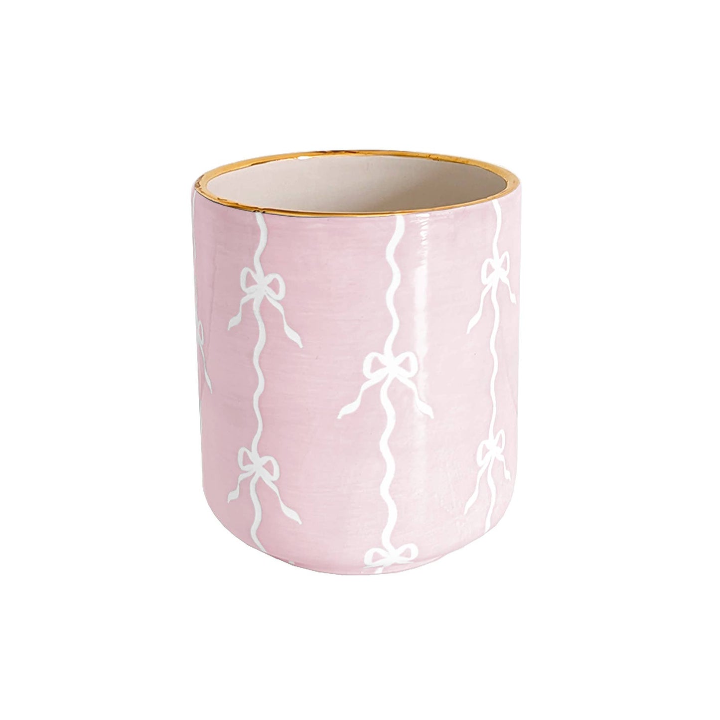 Bow Stripe Vase with 22K Gold Accent: French Blue