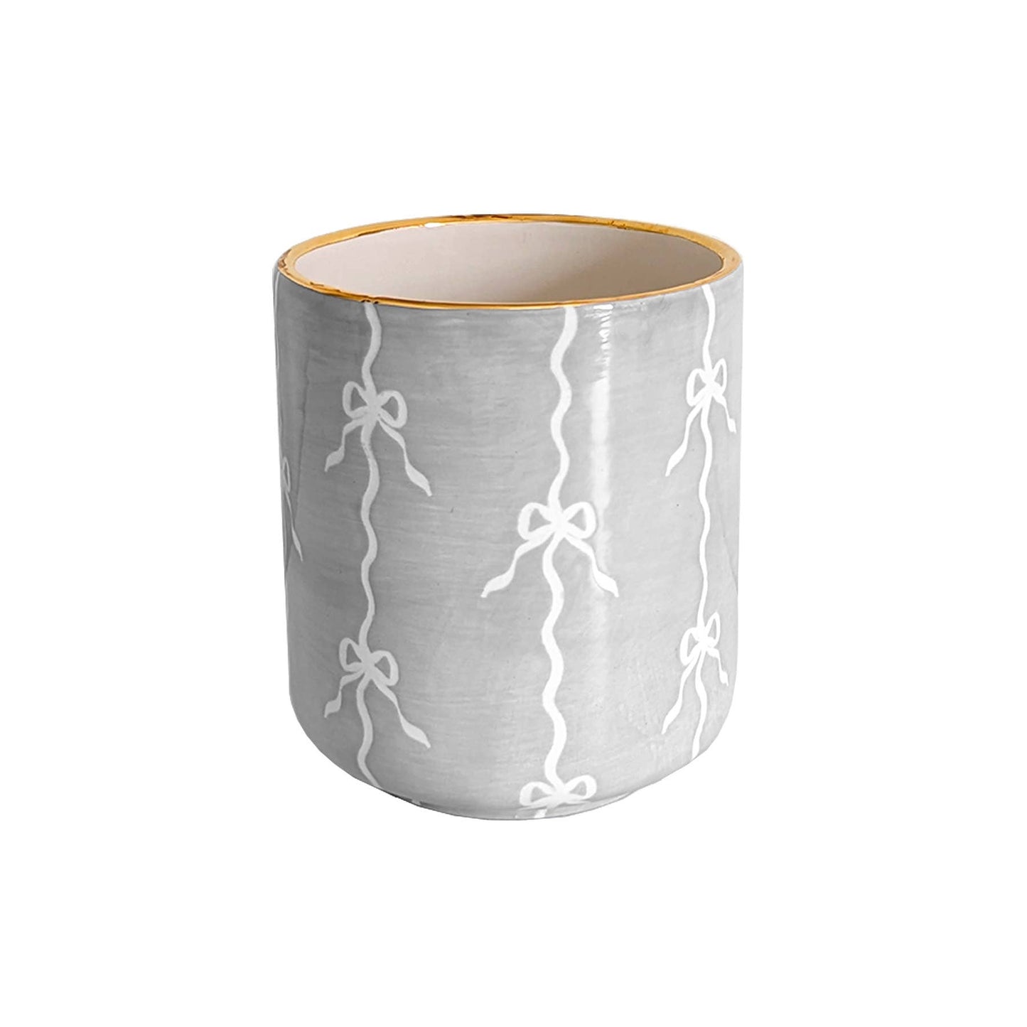 Bow Stripe Vase with 22K Gold Accent: French Blue