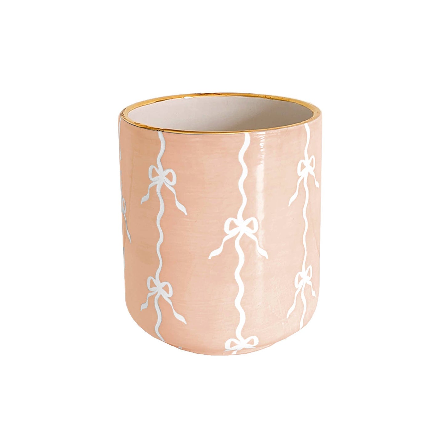 Bow Stripe Vase with 22K Gold Accent: French Blue