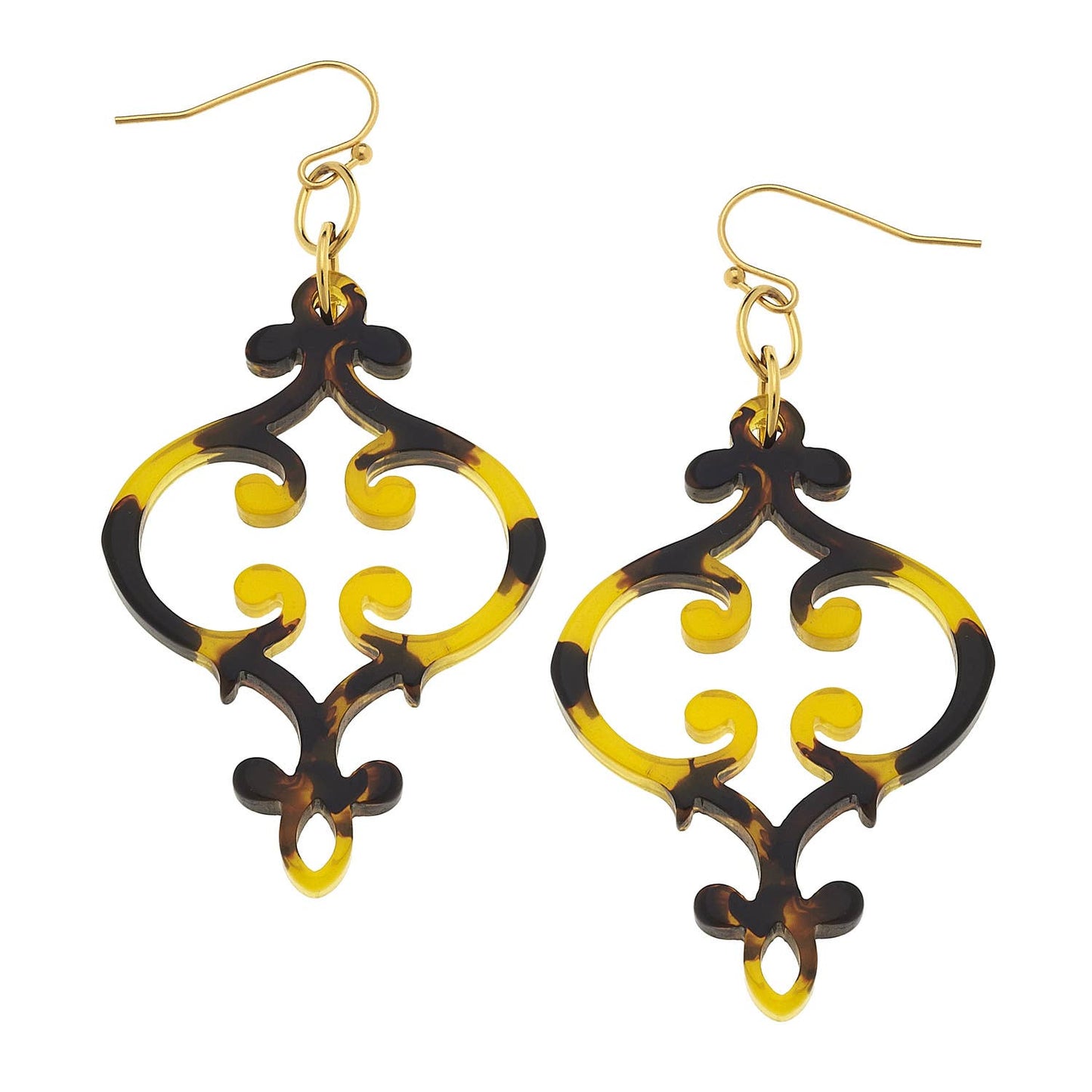 Gold and Tortoise French Swirl Earrings