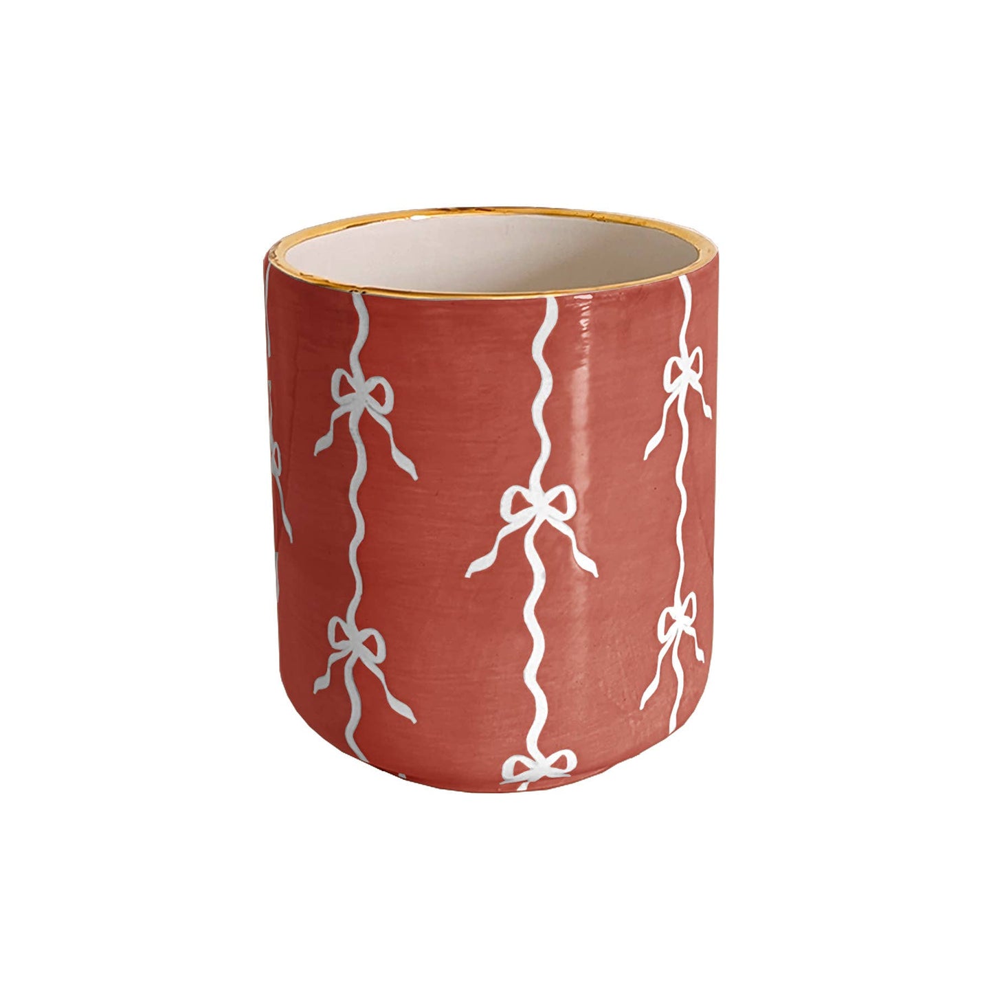 Bow Stripe Vase with 22K Gold Accent: French Blue