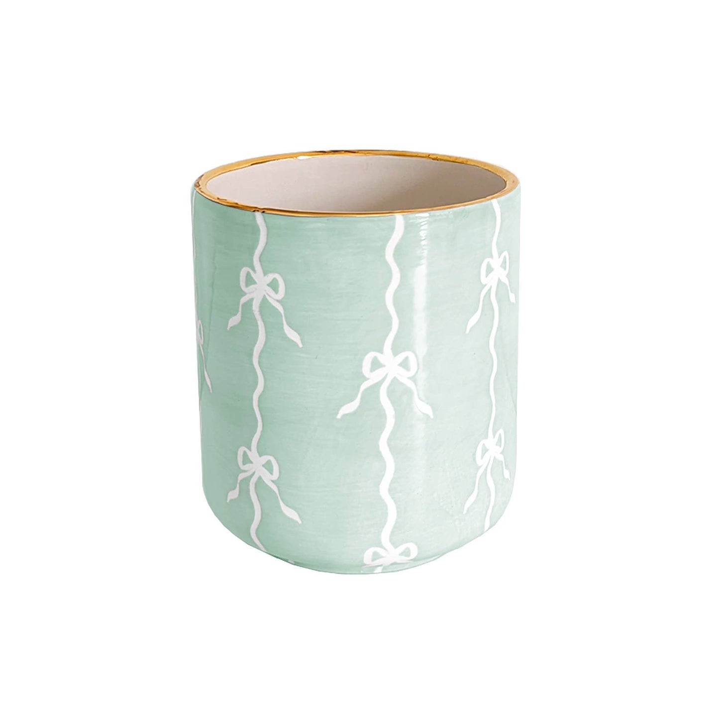 Bow Stripe Vase with 22K Gold Accent: French Blue