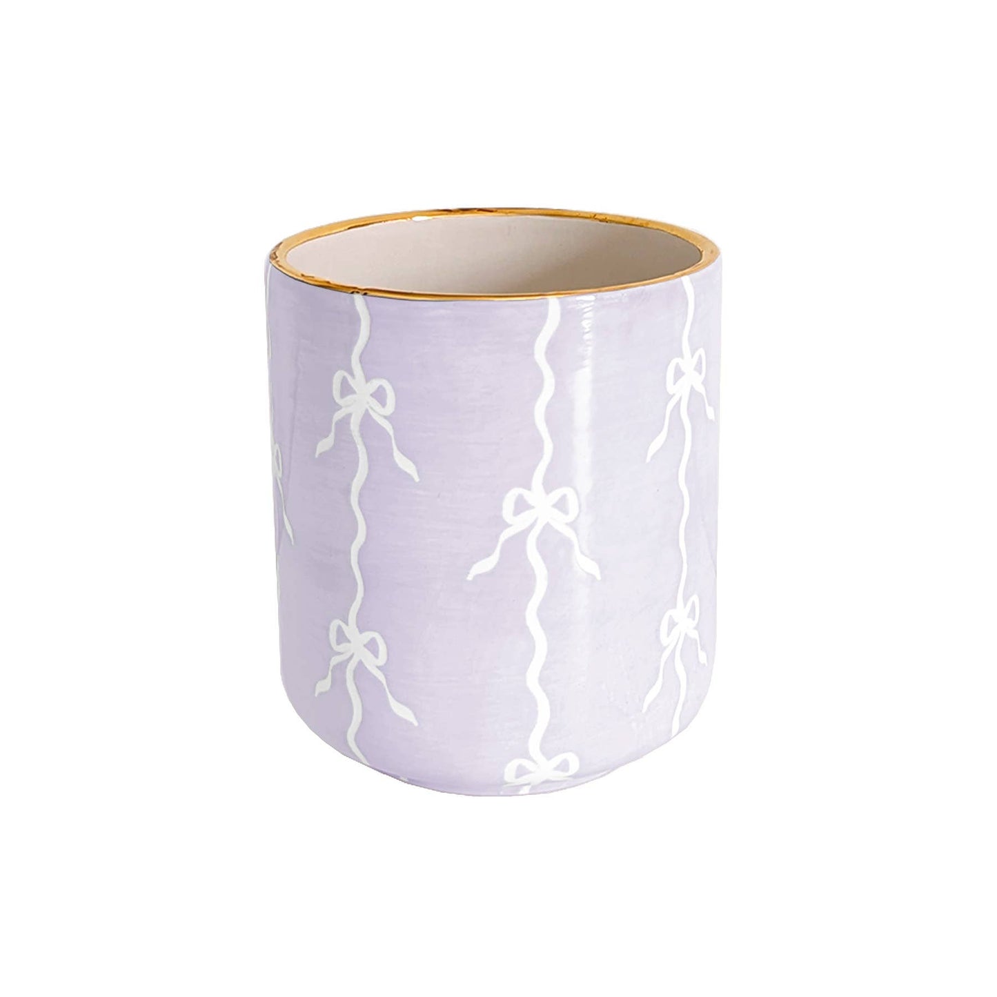 Bow Stripe Vase with 22K Gold Accent: French Blue