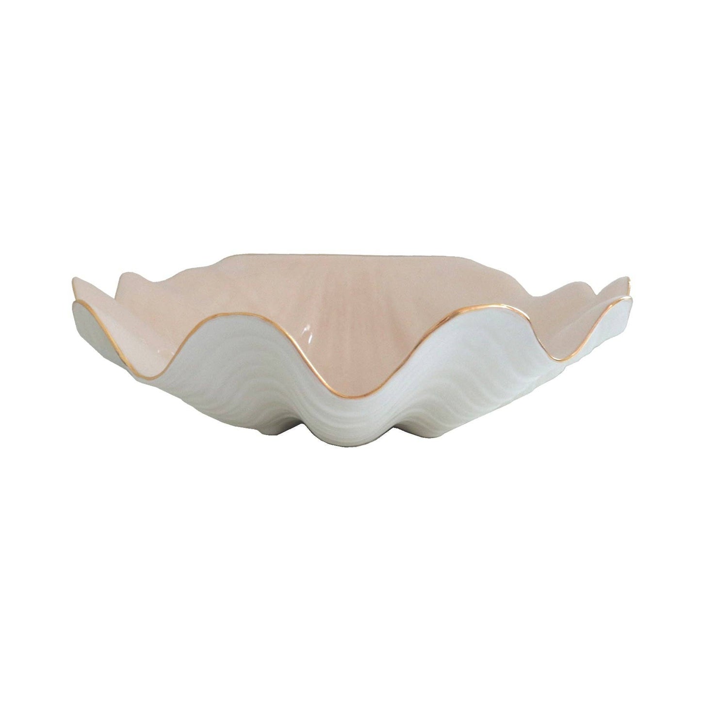 Clam Shell Bowl with 22K Gold Accent: Pale Sheer Blue / Small