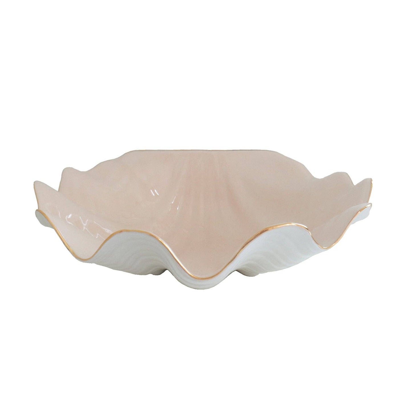 Clam Shell Bowl with 22K Gold Accent: Pale Sheer Blue / Small