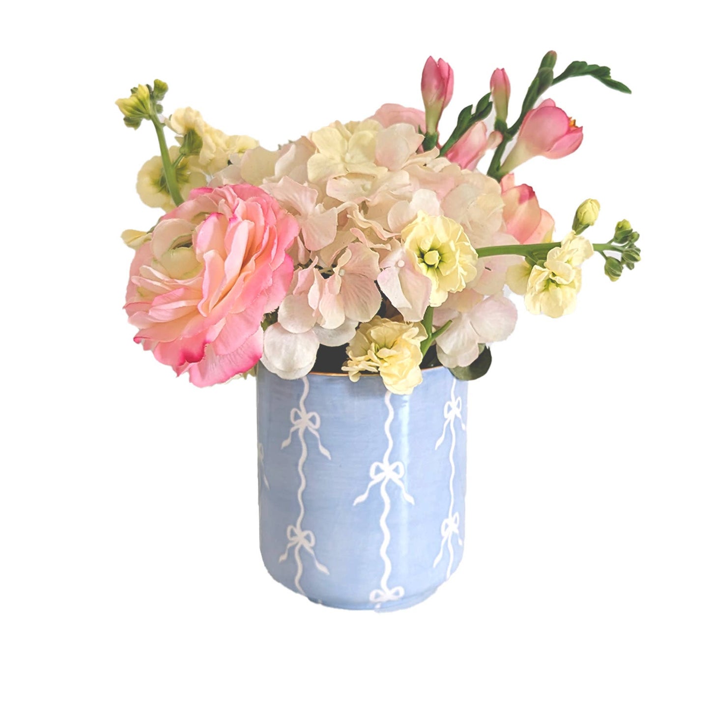 Bow Stripe Vase with 22K Gold Accent: French Blue
