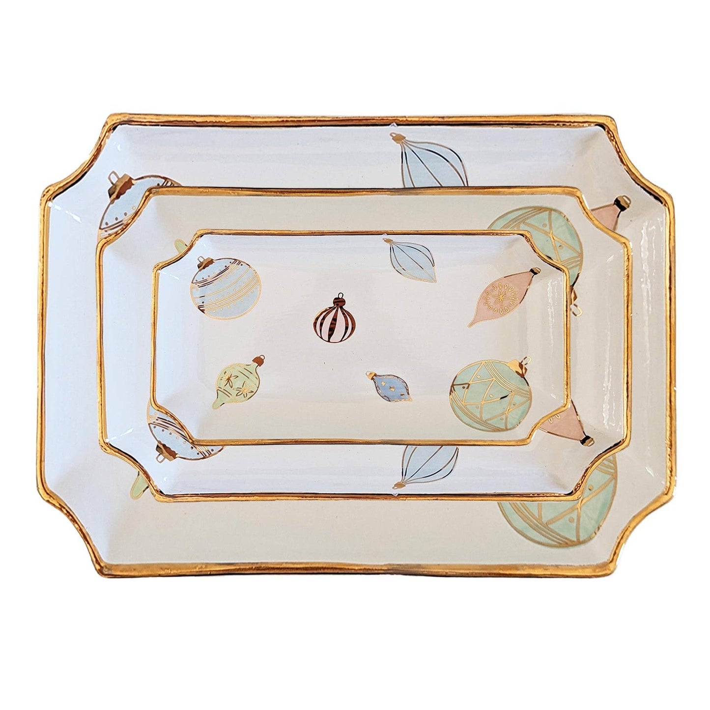 Pastel Baubles Trays with 22K Gold Accents: Medium