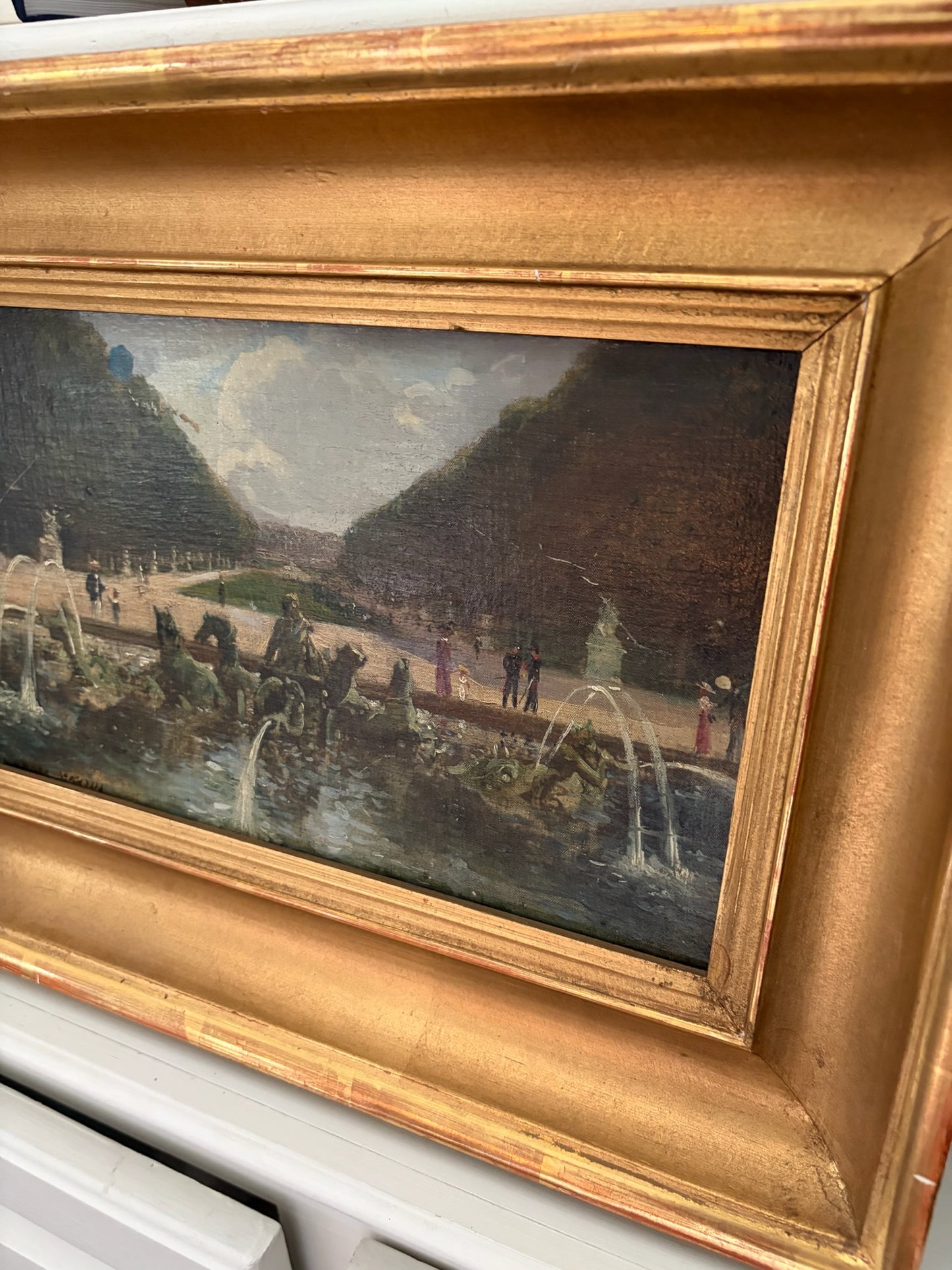 French Oil Painting — “Apollo’s Chariot,” The Bassin d’Apollon at Versailles, Signed Roger Martin