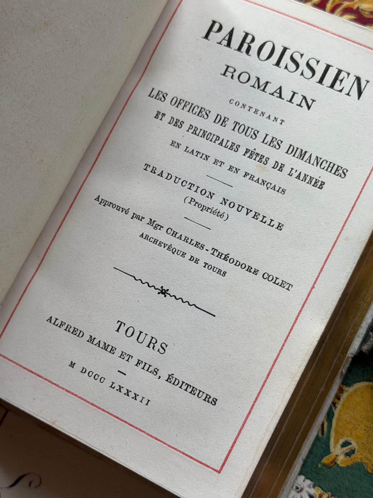 Antique French Paroissien Romain Missal, 1882, with Cross Cover and Clasp
