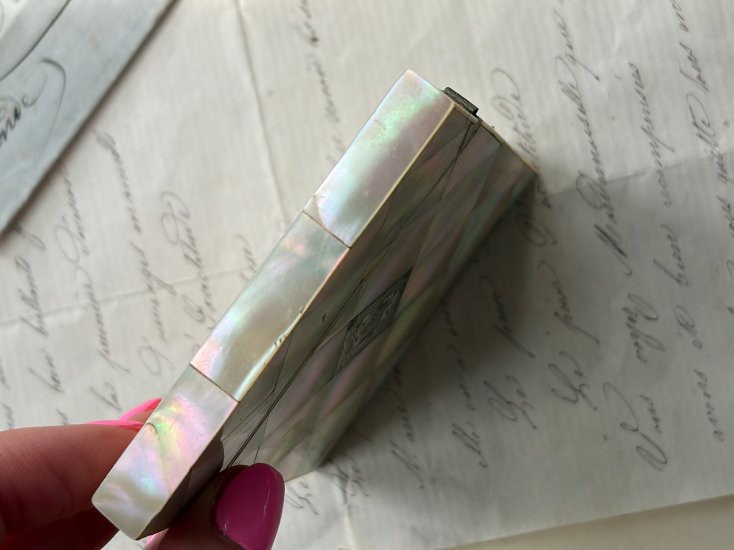 Antique French Mother of Pearl Calling Card Case