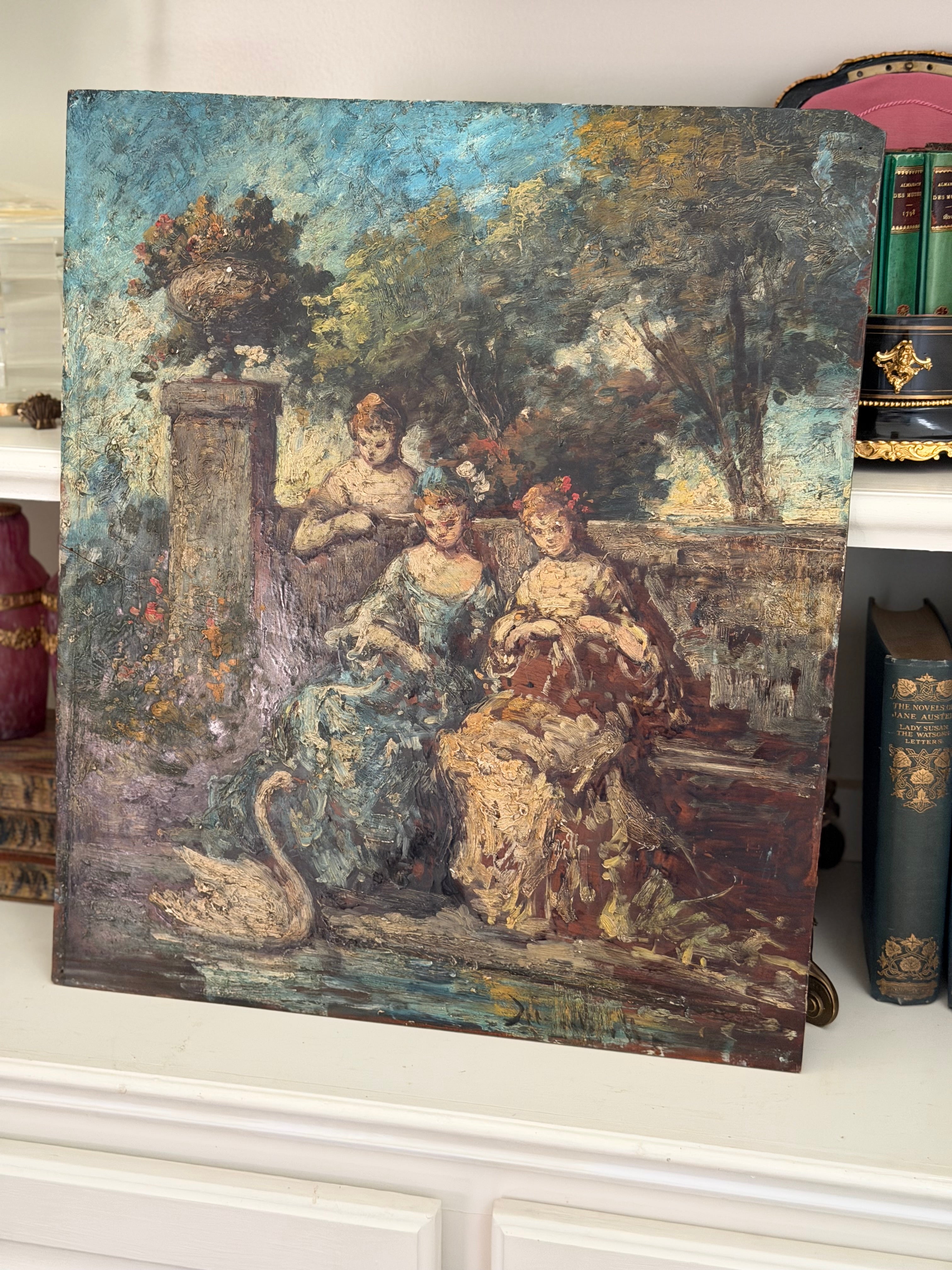 Antique French Oil Painting, Attributed to Henri Rolland, in the Manner of Monticelli (note disclaimer in description)