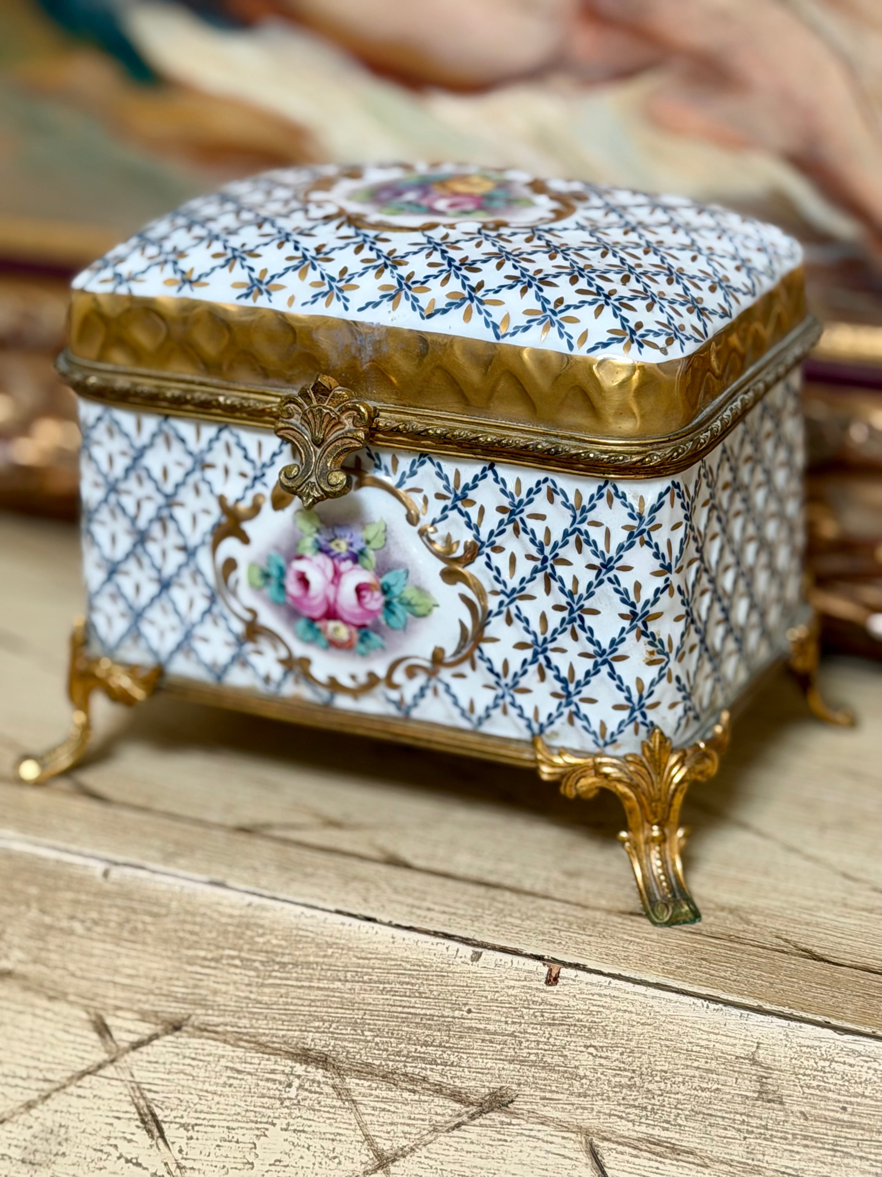 19th Century French Porcelain & Bronze Casket