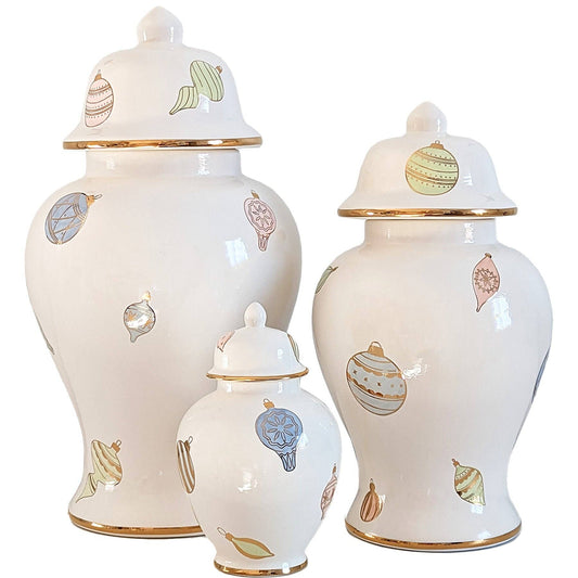 Pastel Baubles Ginger Jars with 22K Gold Accents: Medium