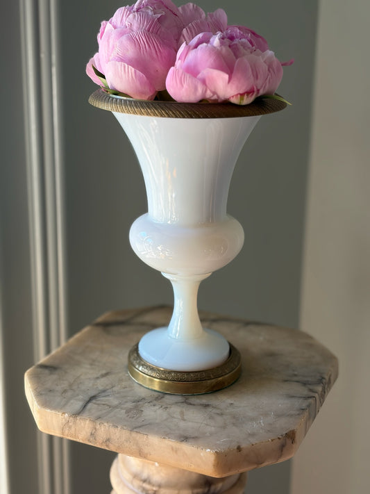 White Opaline Vase with Gilt Bronze