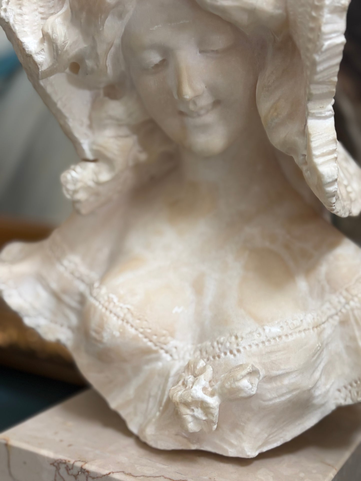 Antique Alabaster Bust of a Lady