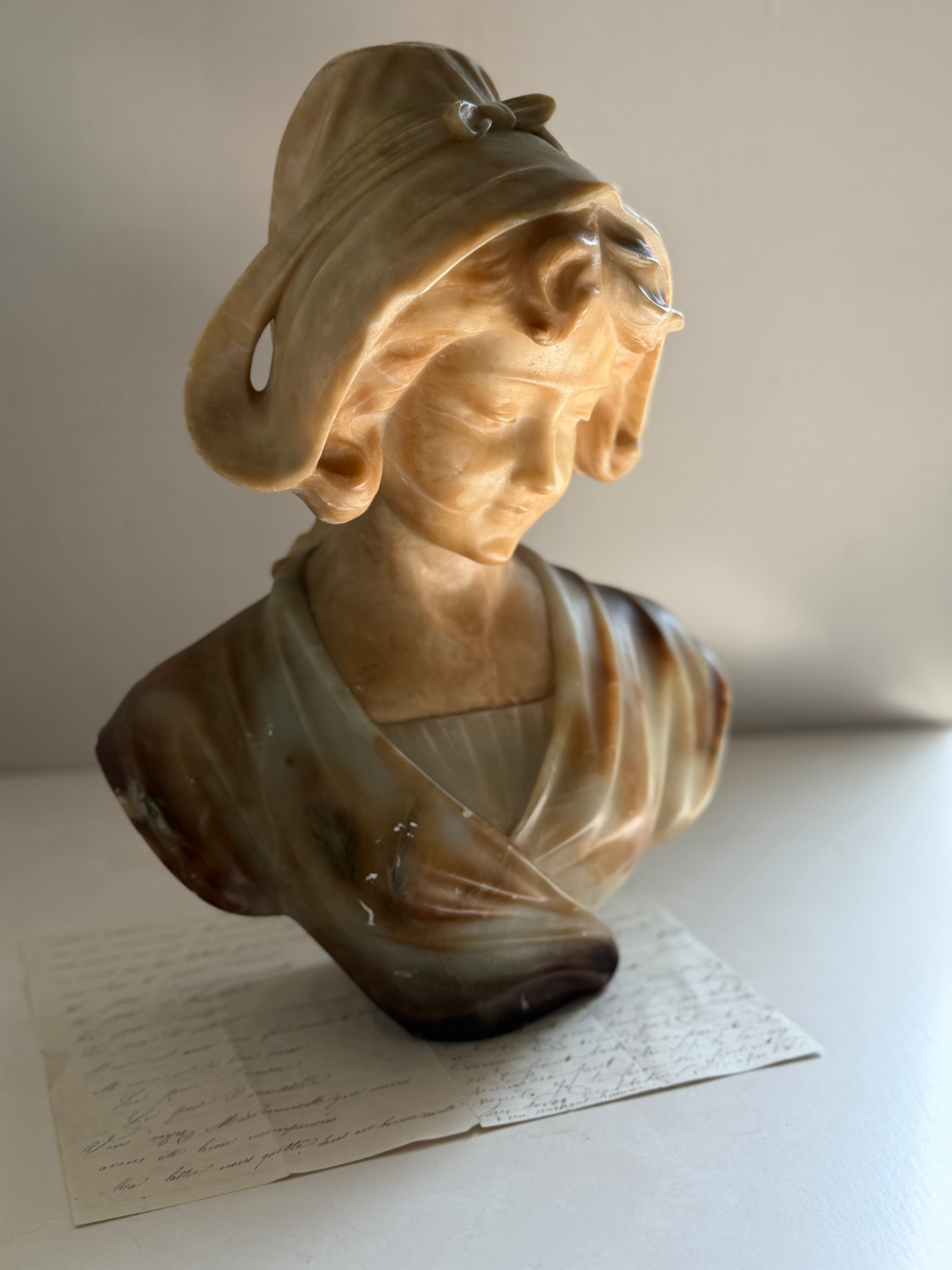 French Alabaster Bust of a Woman
