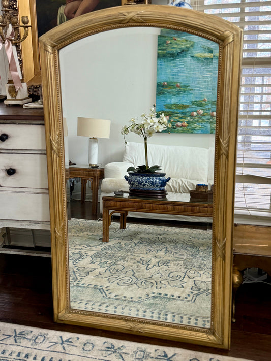 French Louis XVI Style Giltwood Floor Mirror