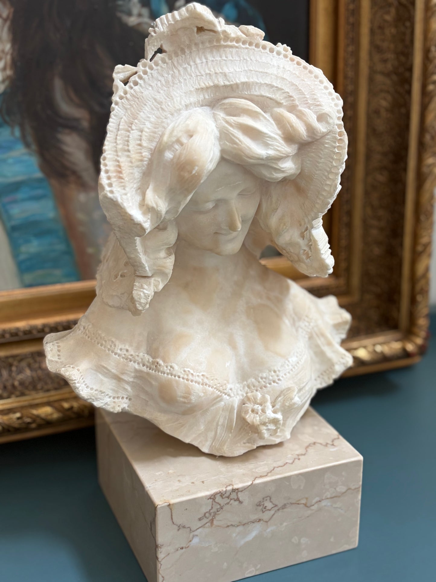 Antique Alabaster Bust of a Lady